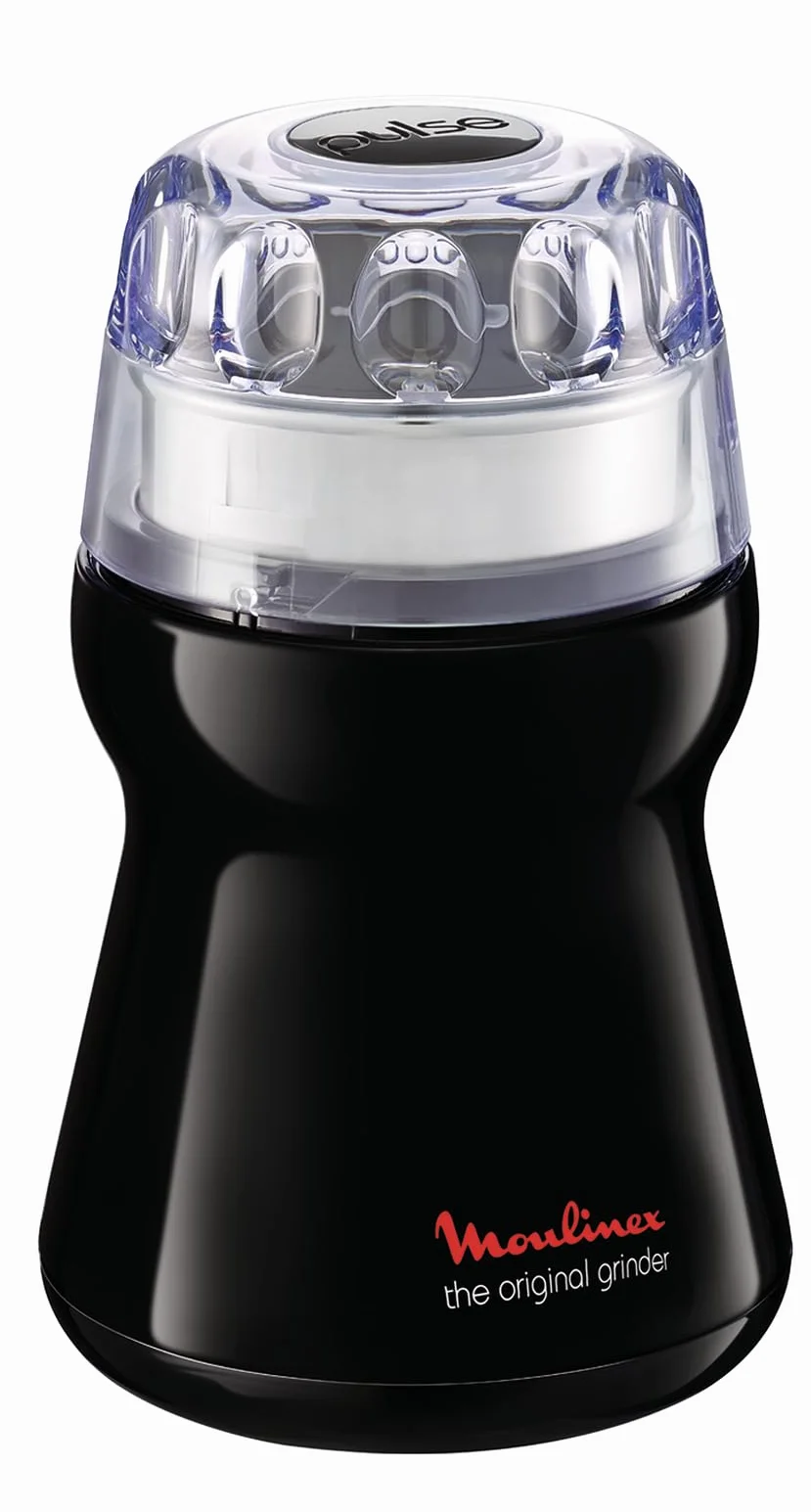 Moulinex ar110830 uniwersalny młynek do kawy/przypraw/orzechów, czarny, do wszystkich rodzajów zbóż, 180 W