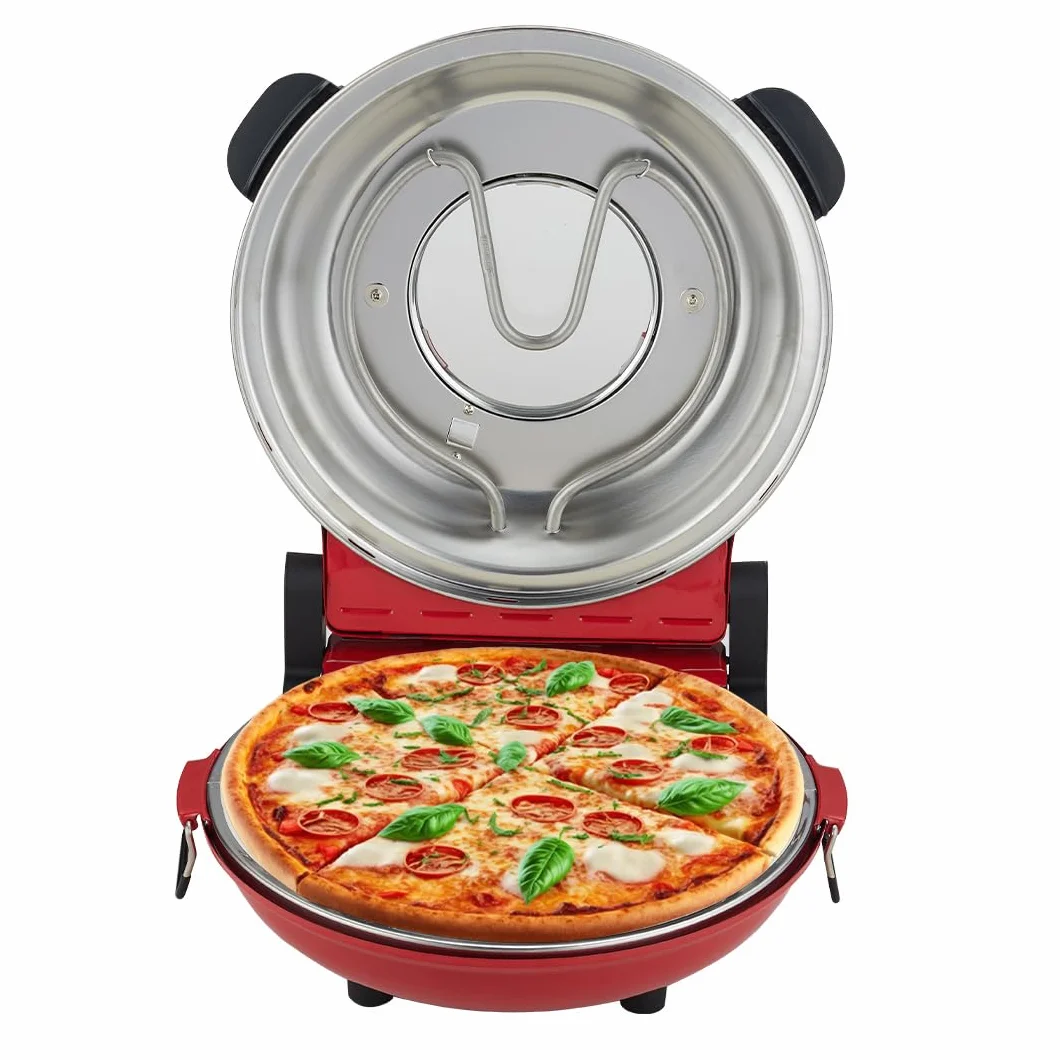Piec do pizzy IMPFEP33BPB, czerwony, kamień ogniotrwały, 1200 W, termostat 5 stopni