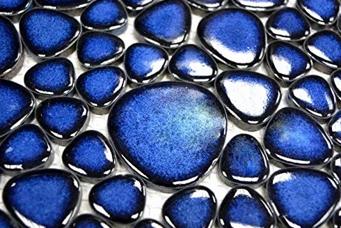 Mozaika żwirowa Pebbles krople ceramiczne niebieskie błyszczące brodzik lustro do płytek MOS12-0405