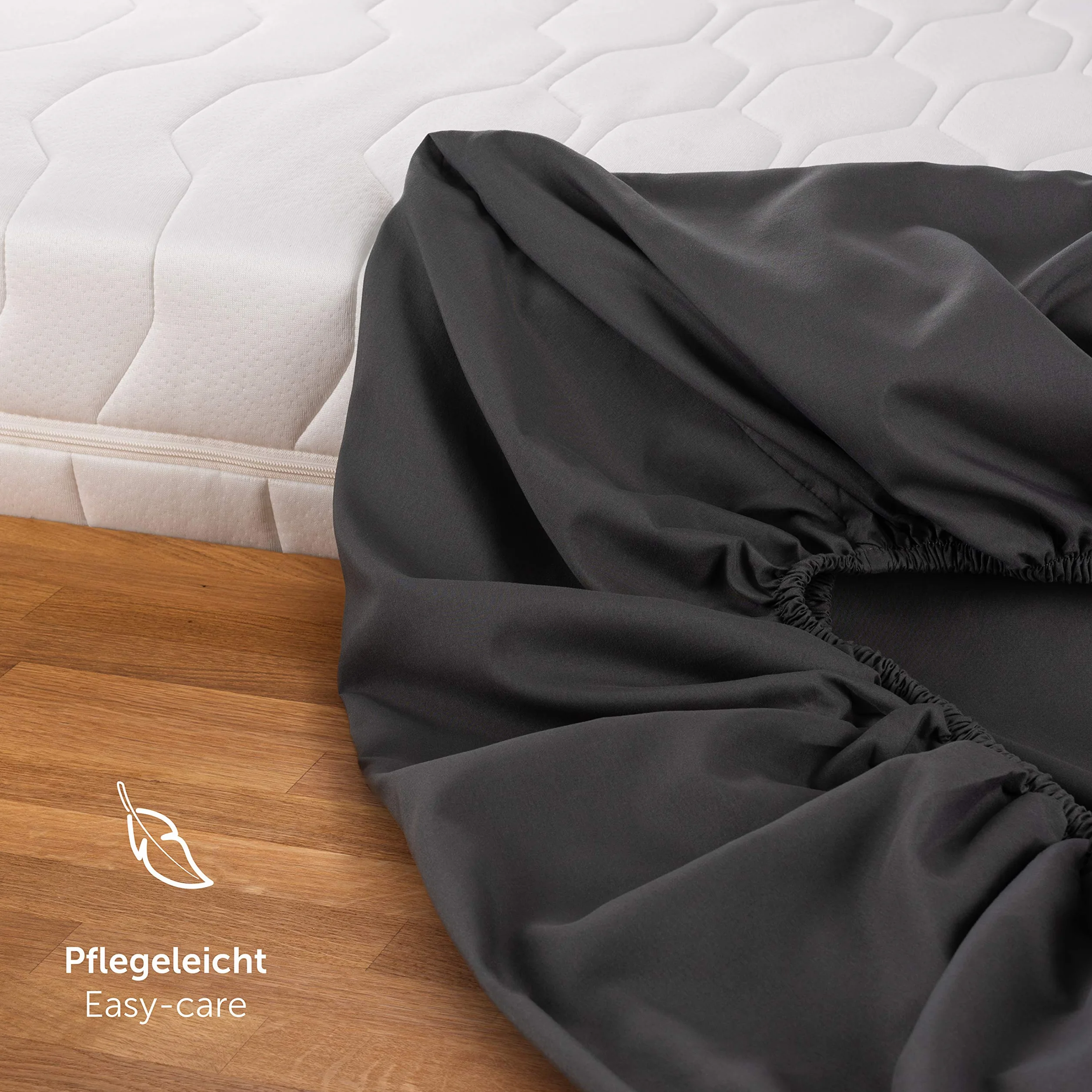 Blumtal® Prześcieradło z gumką 140x200 cm - Prześcieradło z mikrofibry 140x200 cm - Certyfikat Oeko-Tex - Antracyt