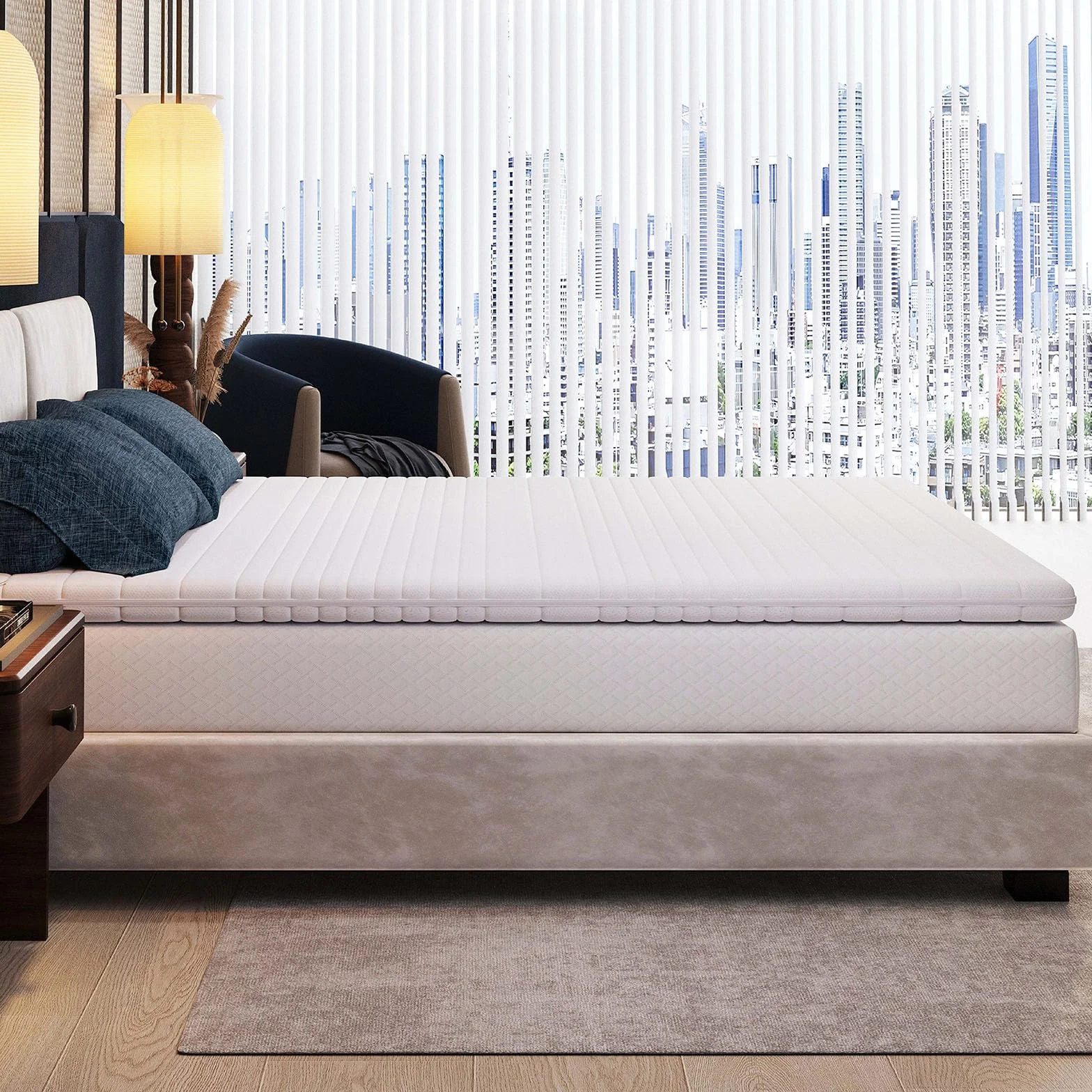 EGO HOME Nakładka na materac 160 x 200 cm – 8 cm Memory Foam Topper H2, miękka, komfortowa nakładka premium ze zdejmowaną i nadającą się do prania poszewką, oddychająca – wysokiej jakości nakładka na