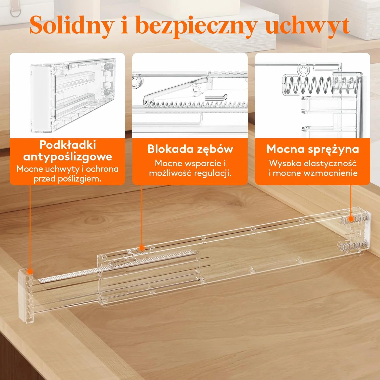 Lifewit 4 Przegródek do Szuflado Wysokości 6 cm,40.6-56 cm, Regulowany Organizer do Szuflad na Przybory Kuchenne/Kosmetyki, Plastikowe, Rozszerzalne Separatory do Przechowywania w Sypialni