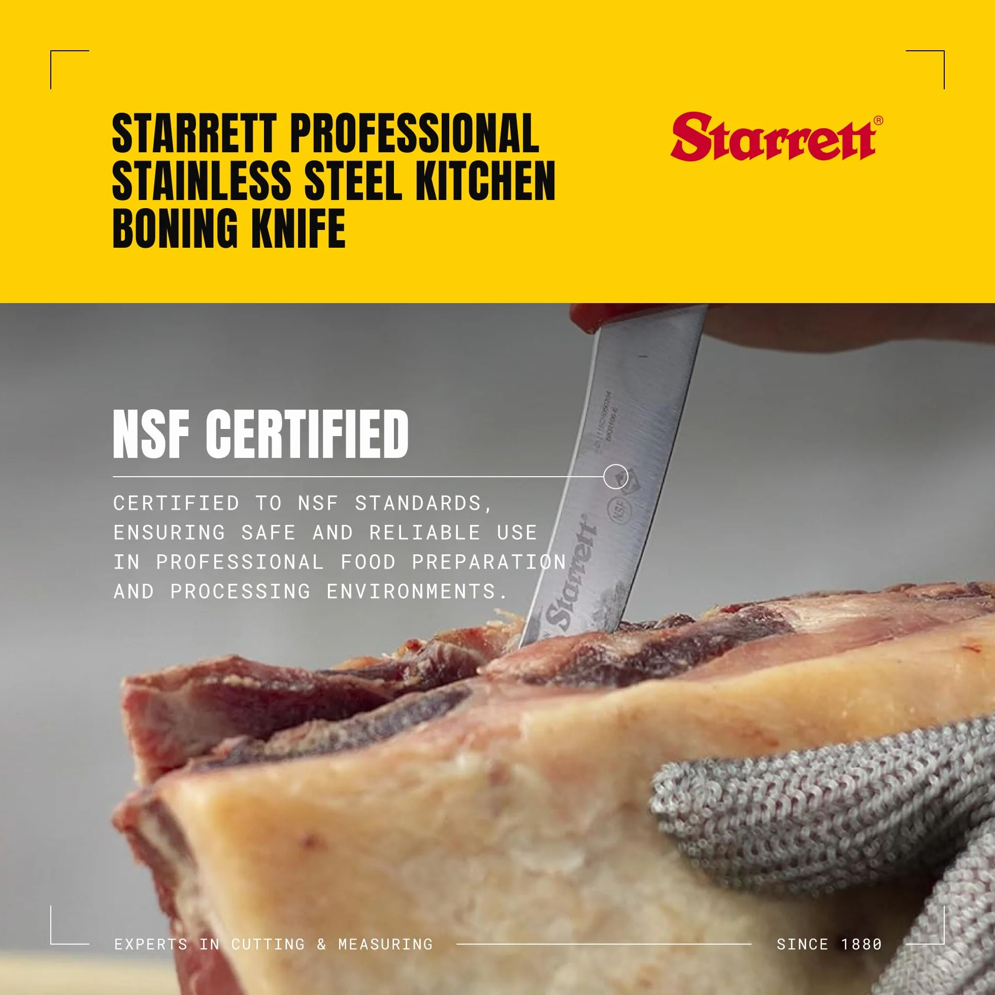Starrett Nóż do kości wąski zakrzywiony 6" (150 mm) czerwony uchwyt BKR106-6