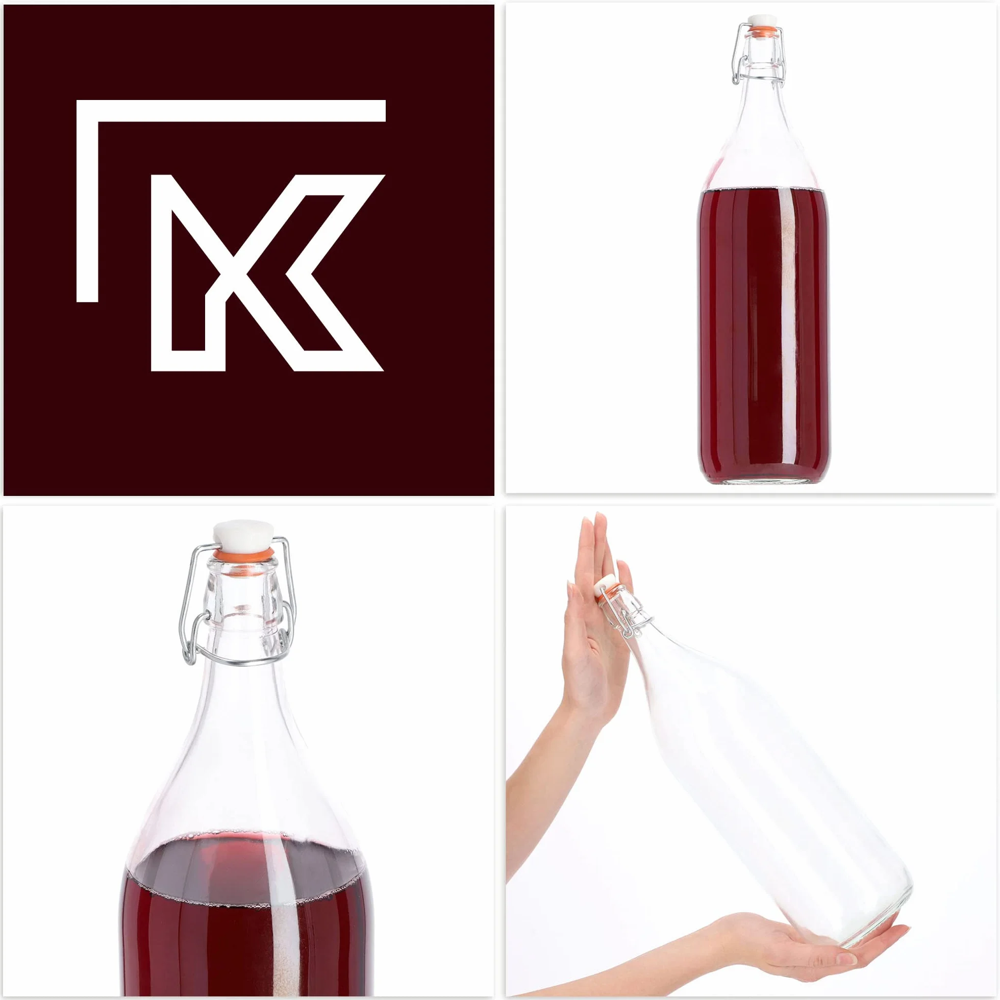 KADAX butelka szklana, butelka na likier owocowy, butelka vintage z sodowego szkła, przezroczysta butelka z zamknięciem kabłąkowym, butelka z zamknięciem kabłąkowym, butelka na likier kwekowy (1,9L, 3