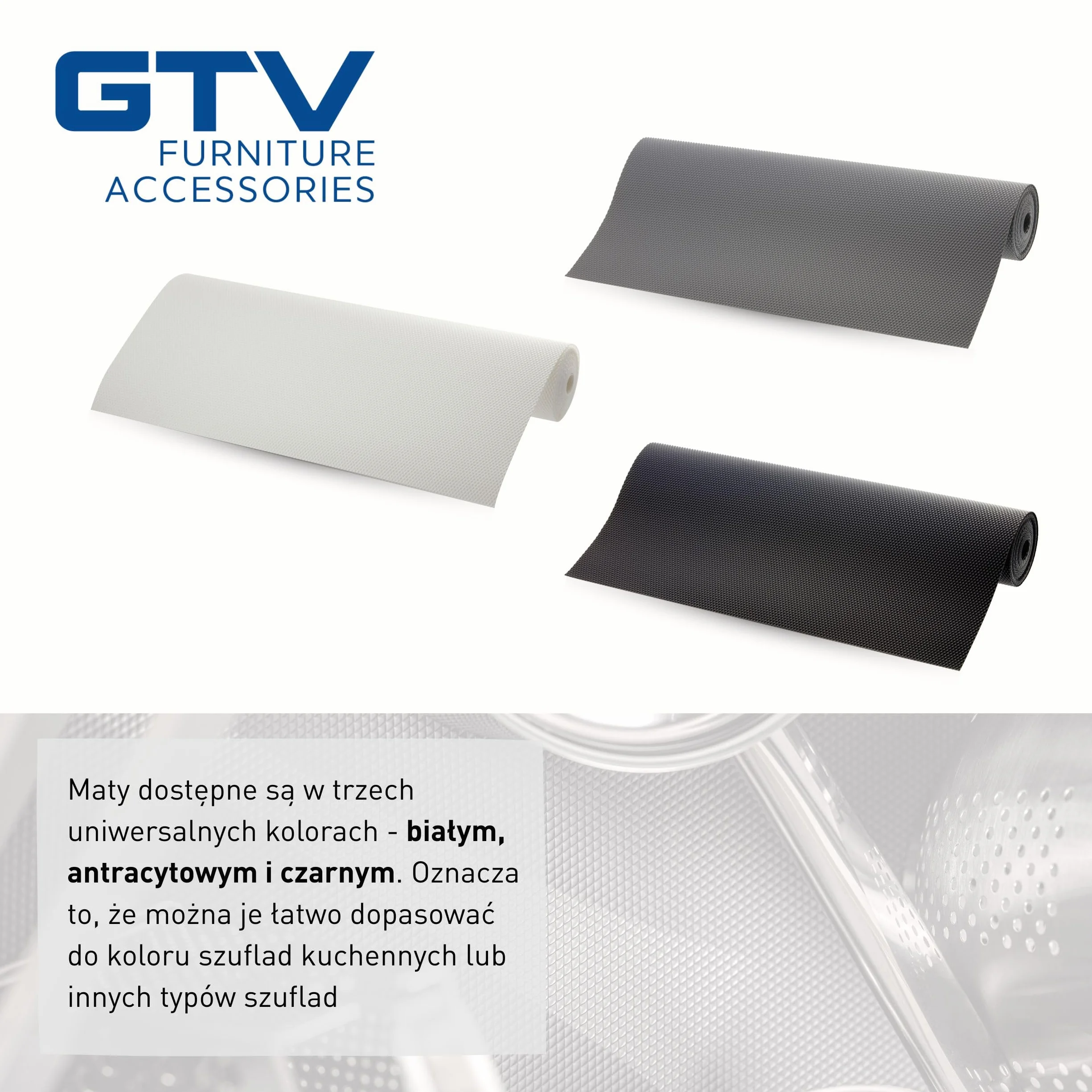 GTV Antypoślizgowa mata do szuflad 48 x 500 cm biała