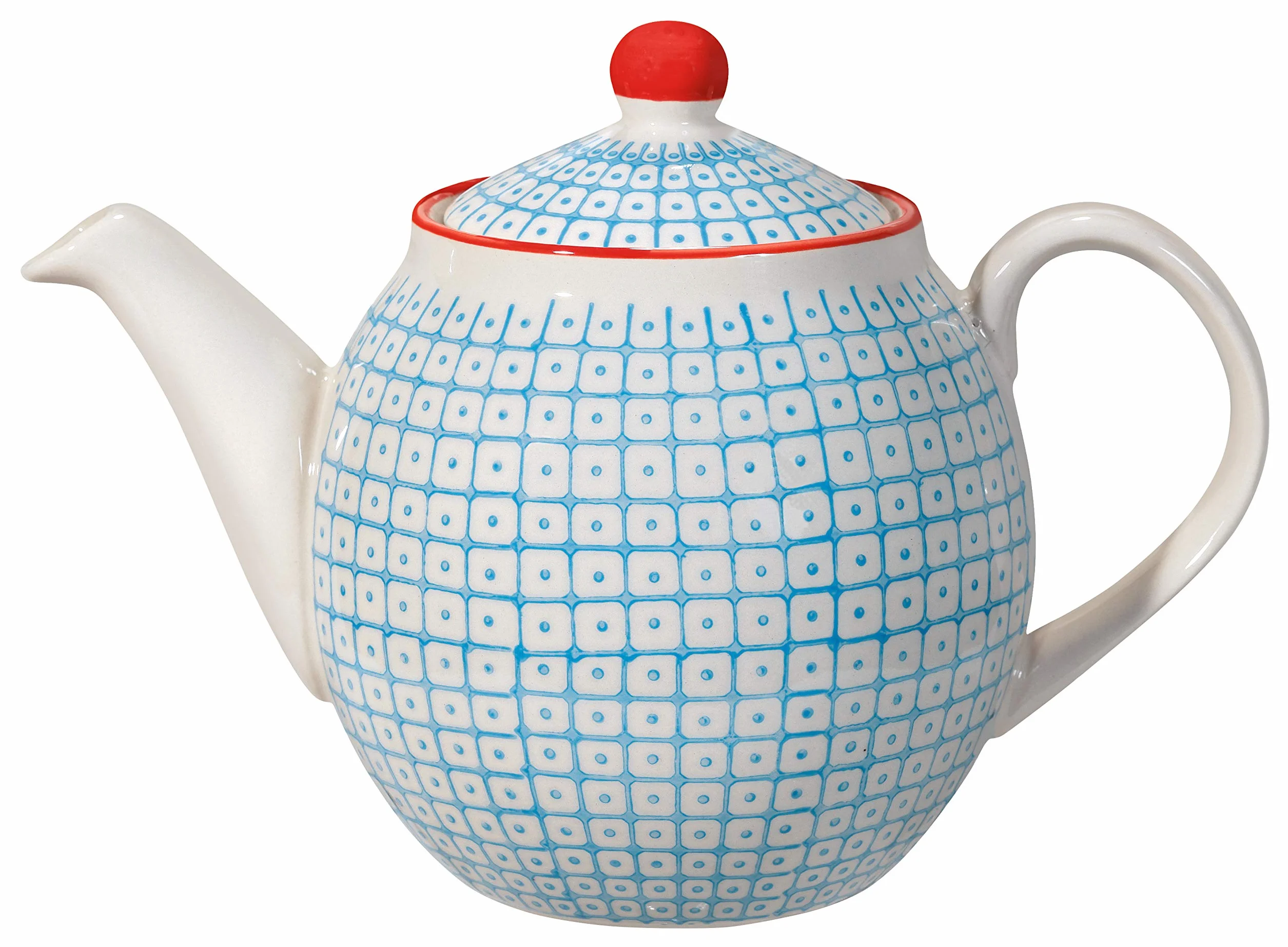 Bloomingville Dzbanek do herbaty Carla Retro duży dzbanek z wbudowanym sitkiem przed tulejką Vintage ø 14 cm, niebieski, ceramika, pojemność ok. 1200 ml