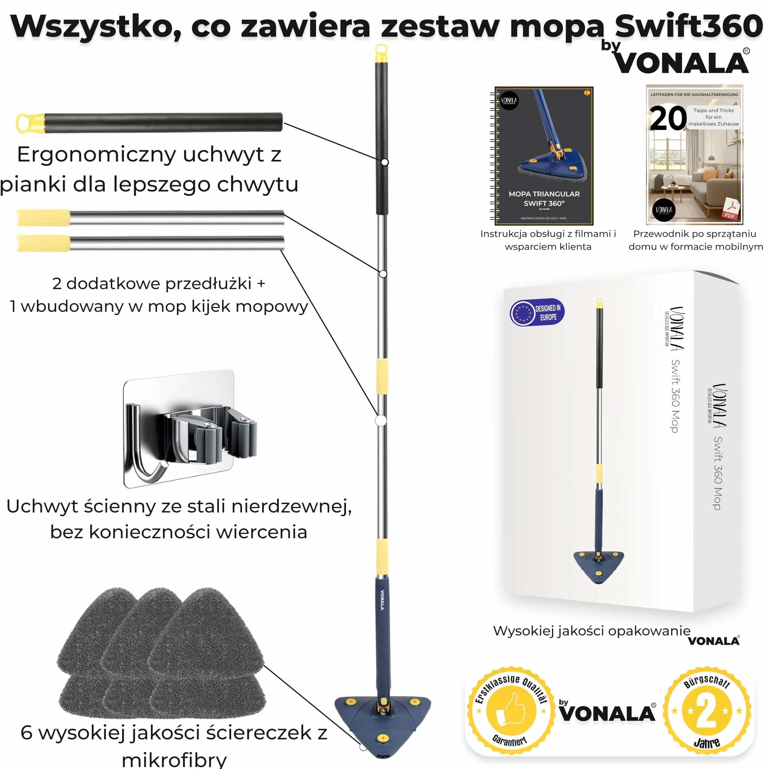 Trójkątny Mop Do Czyszczenia Obrotowy, Regulowany O 360 Stopni, Wysuwany Mop Do Czyszczenia Ścian Z Mikrofibry Z Długim Uchwytem Do Czyszczenia Ścian Sufitowych, Podłóg, Sufitów, Okien I