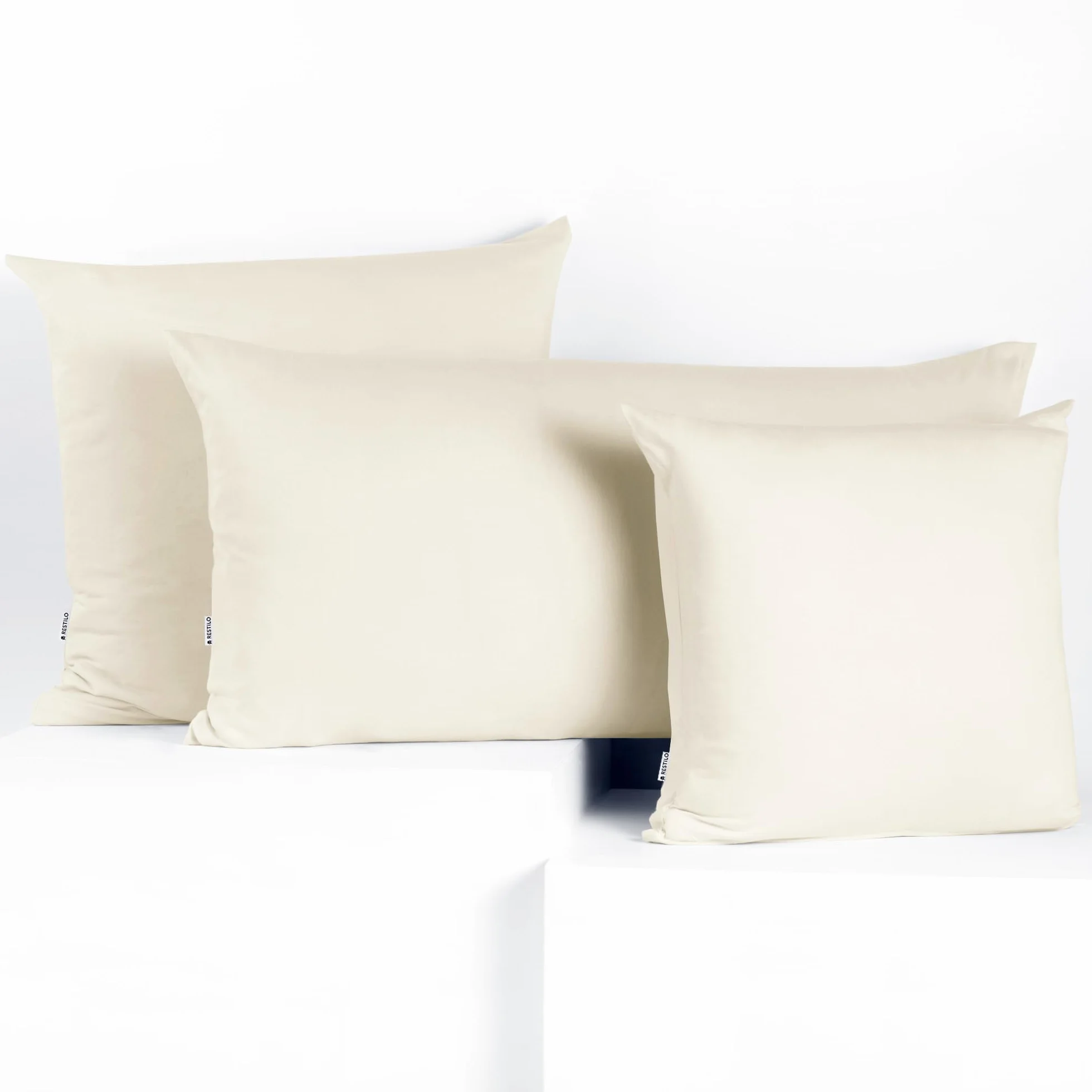 DecoKing 2 poszewki na poduszki 50 x 60 cm Jersey 100% bawełna czesana zamek błyskawiczny Ecru kość słoniowa bursztyn