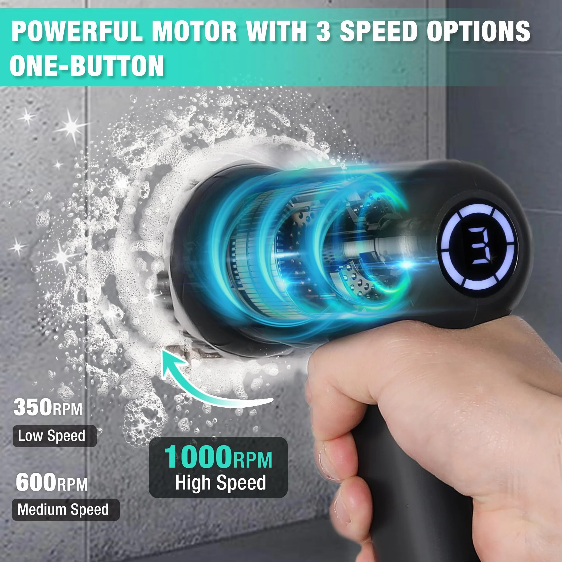 HAUSHOF Zestaw elektrycznych szczotek do czyszczenia 7,2 V, z 7 główkami szczotek, 1 ostrzałką i podstawą, IPX6 Imperable, do kuchni, okna, zlewu
