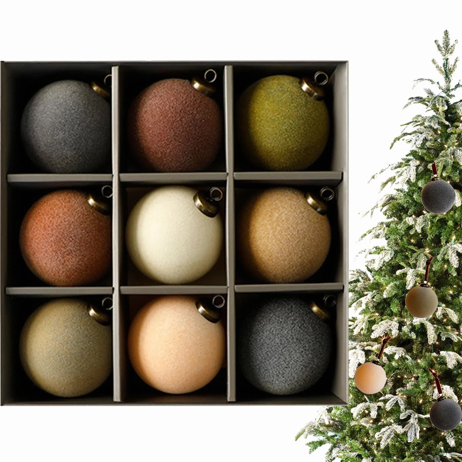 Flocked Ball Ornament, aksamitne ozdoby świąteczne, świąteczne kule, kreatywne ozdoby świąteczne, 3,15 cala płaskie, aksamitne, kreatywne błyszczące błyszczące ozdoby świąteczne do wystroju domu