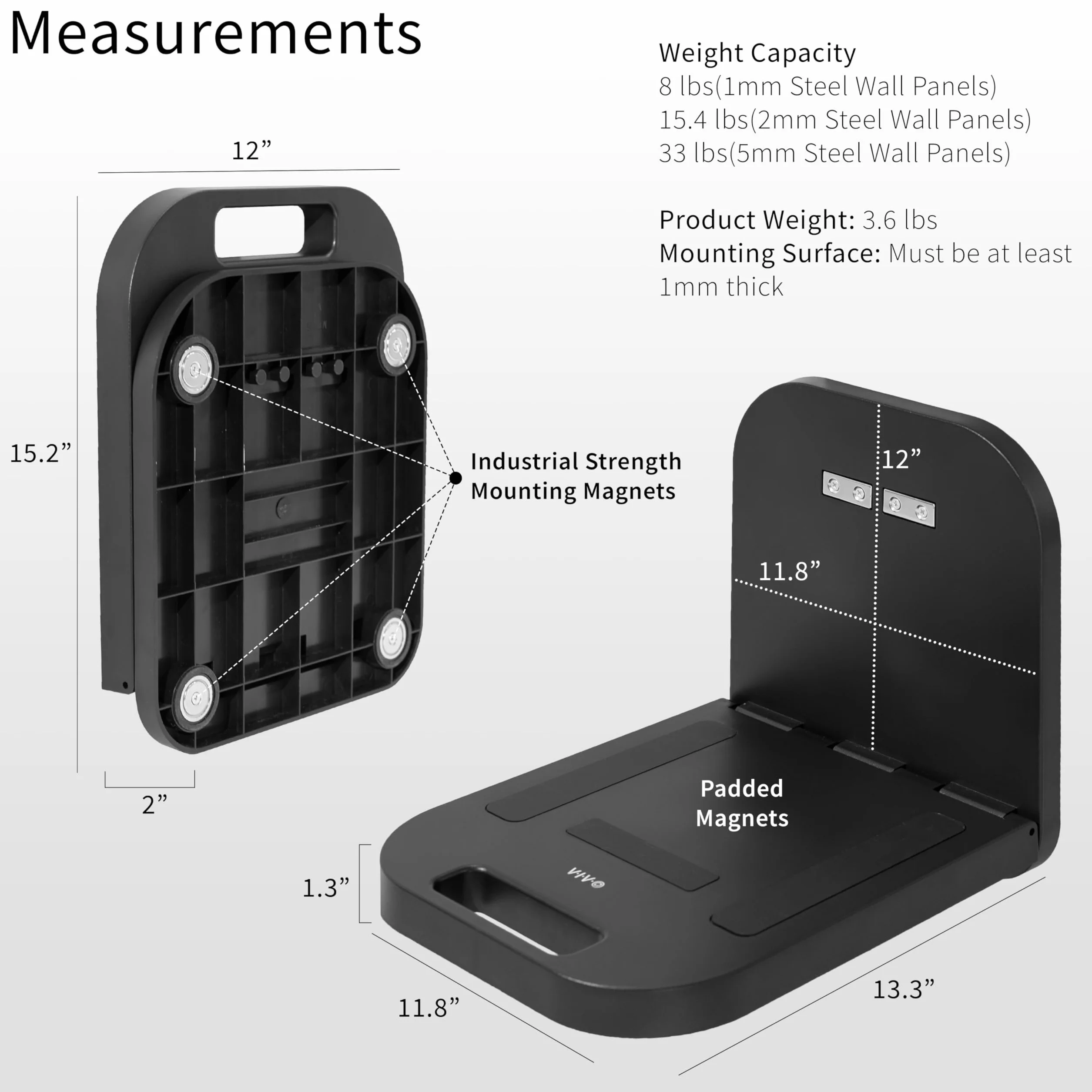 VIVO DESK-MAG01 Magnetyczna, przenośna stacja robocza na laptopa, półka na notebooka/tablet, platforma użytkowa o udźwigu 15 kg, kompaktowe biurko bez użycia rąk, mocowana na stalowych powierzchniach,