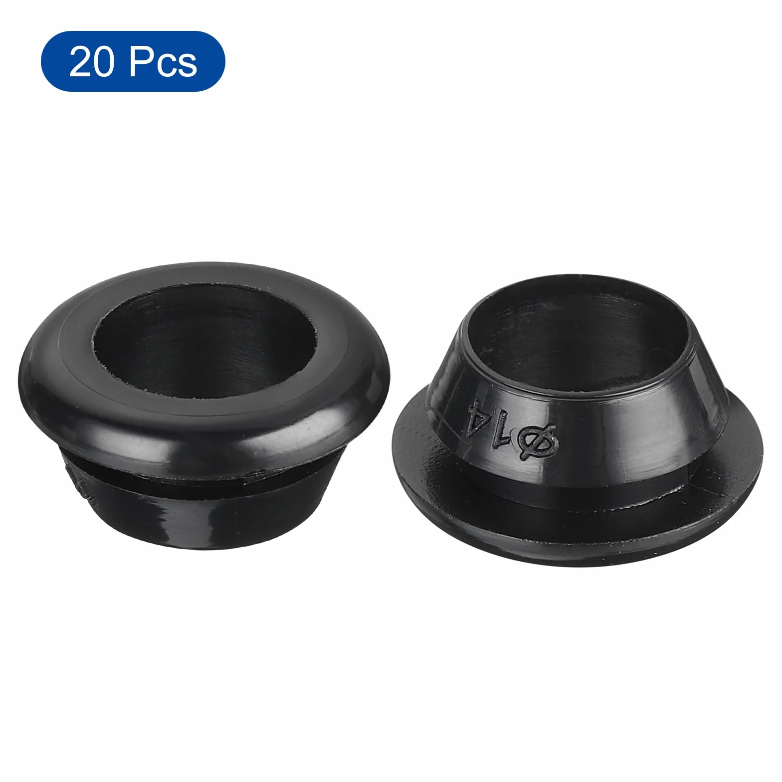 QUARKZMAN 20 szt. Gumowe oczka 14 mm Średnica mocowania, do zatyczek do otworów Guma ID 12 mm Gumowe oczka do okablowania do ochrony kabla zapory ogniowej, czarny