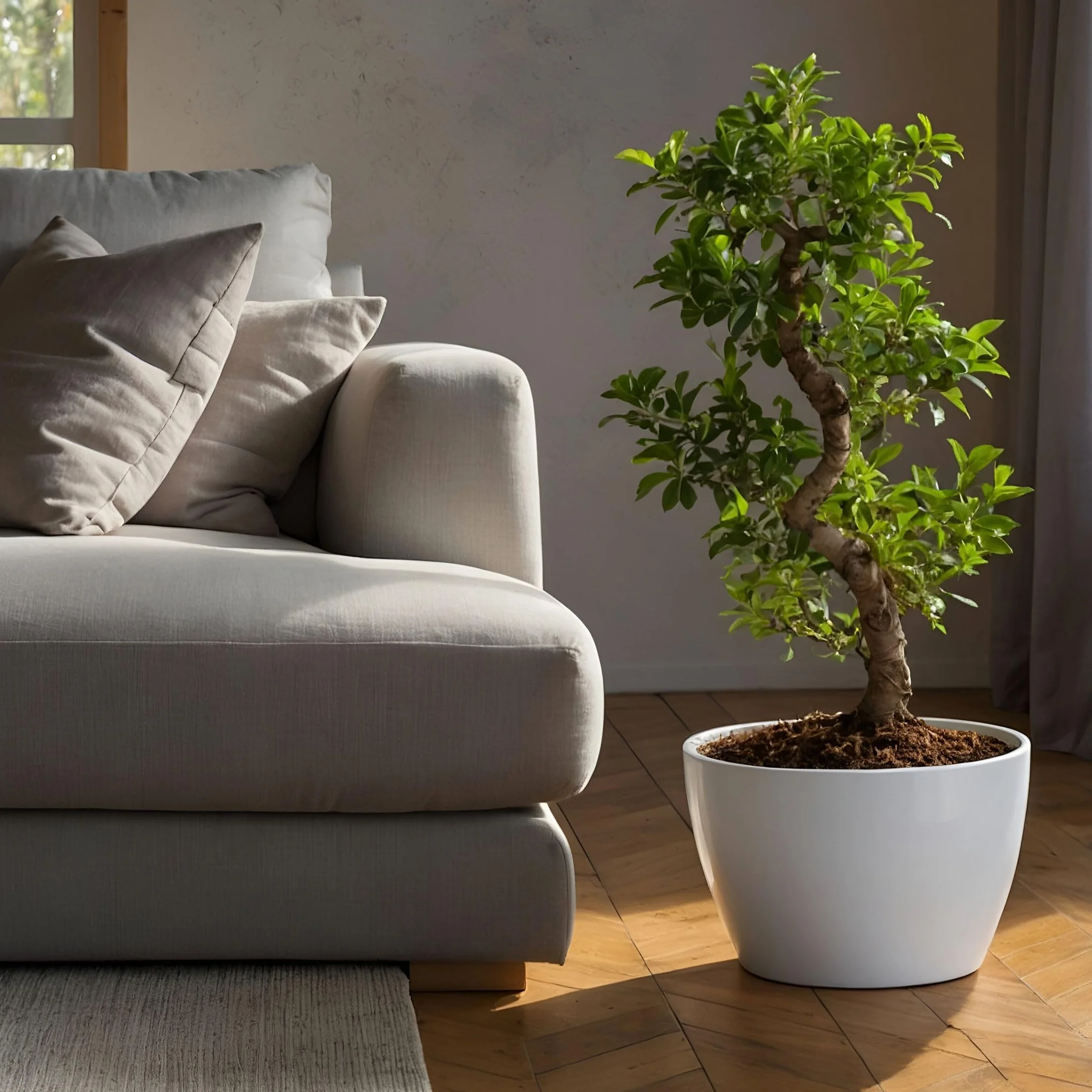 Plant in a Box - Ficus Ginseng S-Shape - Bonsai - Japański Bonsai - Doniczka 20cm - Wysokość 55-65cm