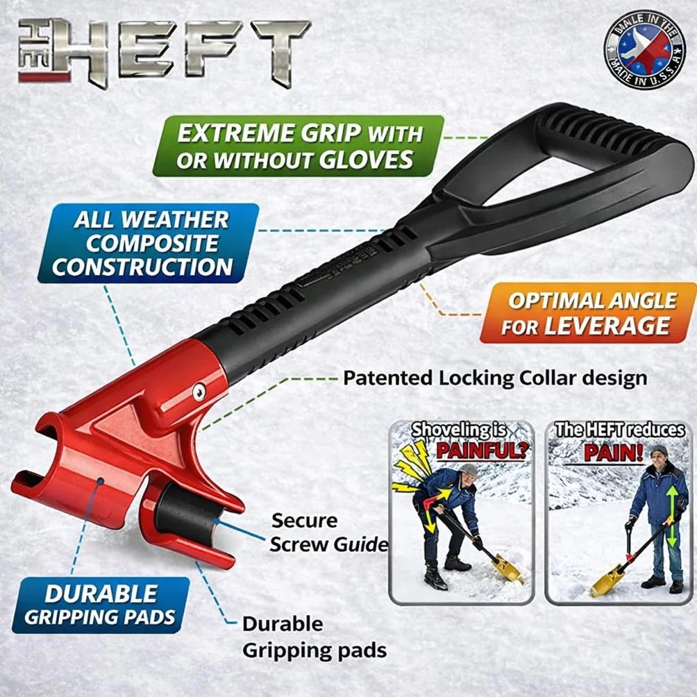 The Heft Dodatkowy uchwyt oszczędzający plecy do łopat śnieżnych i narzędzi ogrodowych, jak widać w Dragon's Den (Canada Shark Tank) (1 ct., Standard)