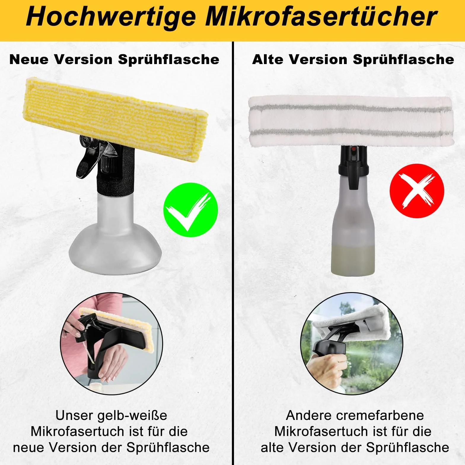 5 sztuk podkładek zamiennych do myjek do okien Kärcher - żółty zamiennik mopa z mikrofibry do odkurzaczy do okien kärcher części zamienne, do Karcher WV2 WV5 WV6 Plus Premium