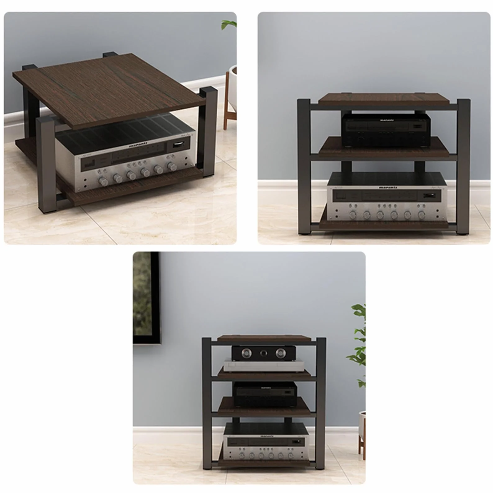 Stojak HIFI, stojak TV, HIFI Rack szafka(Dark Walnut Color,3 Tier)