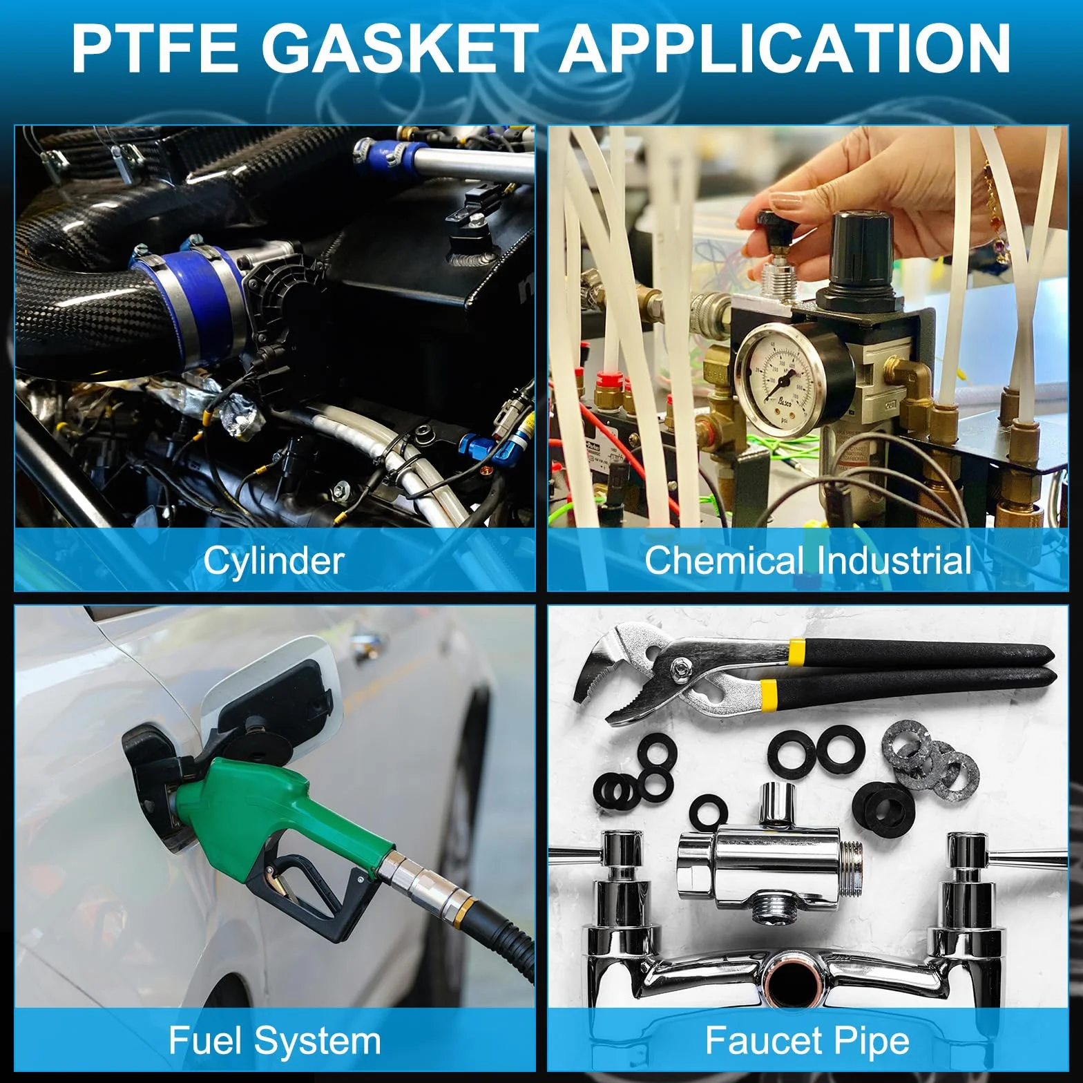 PATIKIL 10 szt. Uszczelki Ptfe płaskie 0,31 ID x 0,71" OD x 0,08" Grubość kołnierza uszczelniającego do maszyn Rury Zawory Przemysł naftowy i gazowy, biały (12x18x2mm)