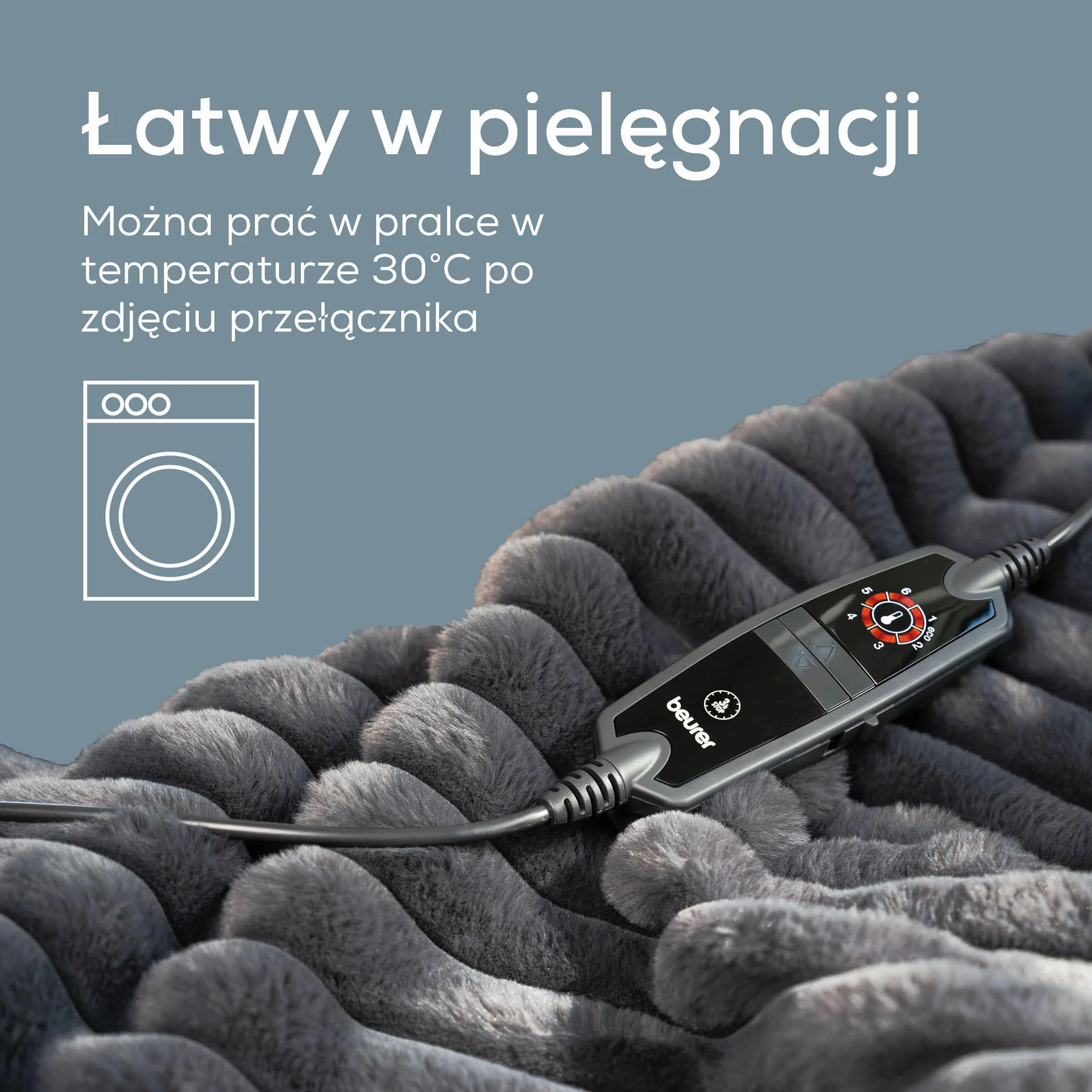 Beurer Stockholm koc elektryczny, przytulny koc grzewczy z luksusowego materiału wierzchniego z 6 poziomami temperatury, z automatycznym wyłączaniem i systemem bezpieczeństwa, można prać w pralce