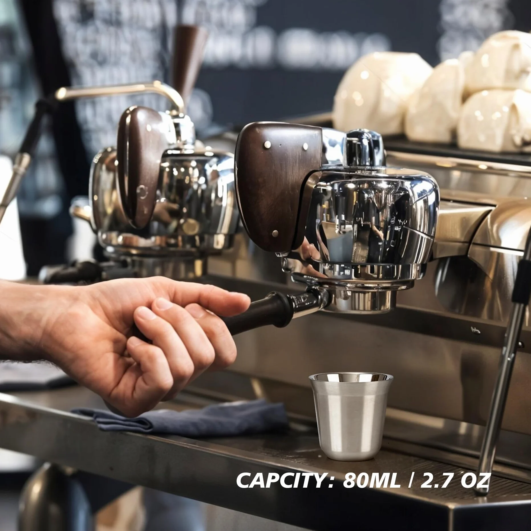 RECAPS Zestaw filiżanek do espresso 80 ml ze stali nierdzewnej 304 podwójne ścianki Demitasse