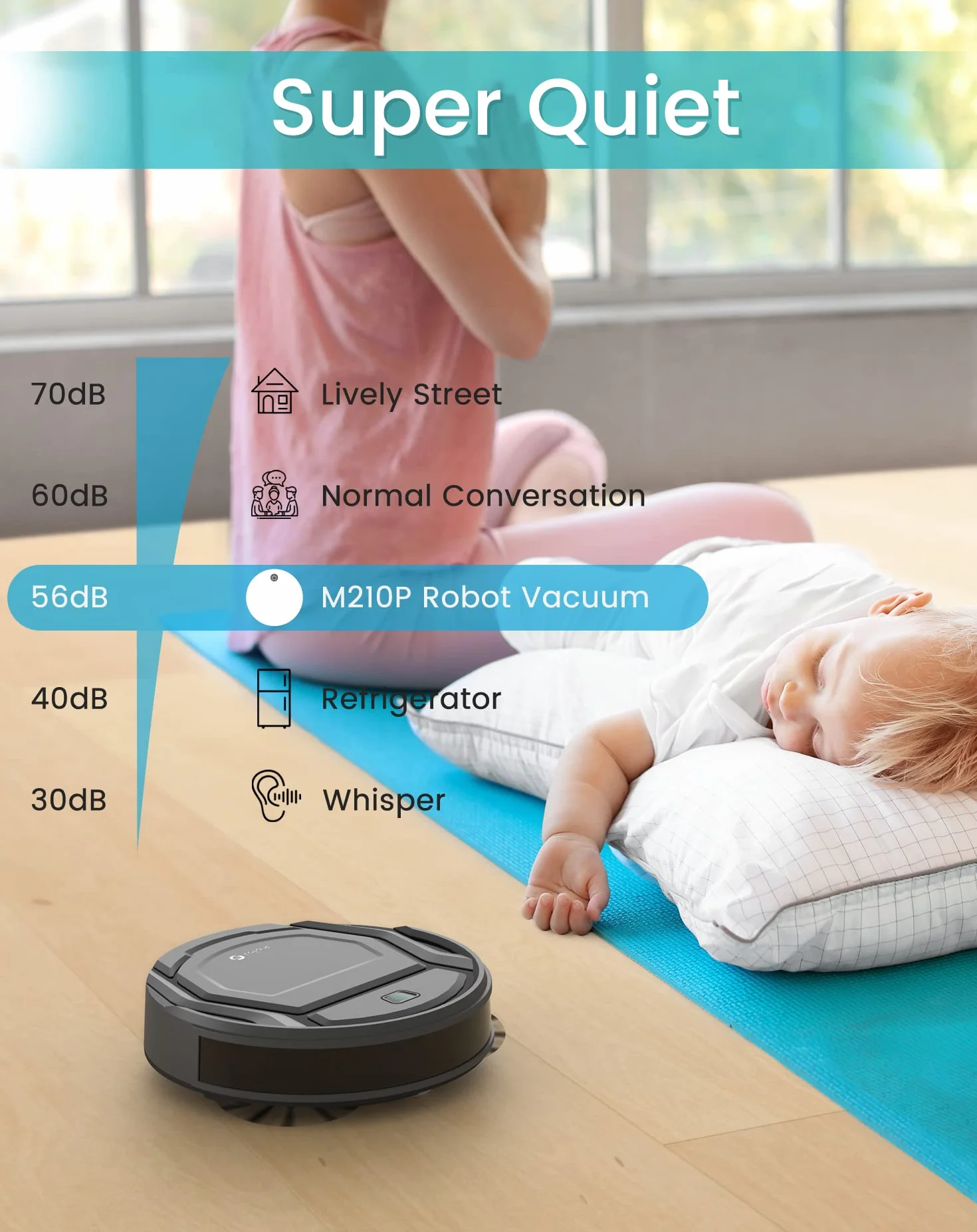 LEFANT Robot odkurzający 210PG, 2200 Pa, Wi-Fi, kompatybilny z Alexa i sterowaniem aplikacją, czas pracy 120 min, robot odkurzający, zoptymalizowany do dywanów, sierści zwierząt, twardych podłóg, ze