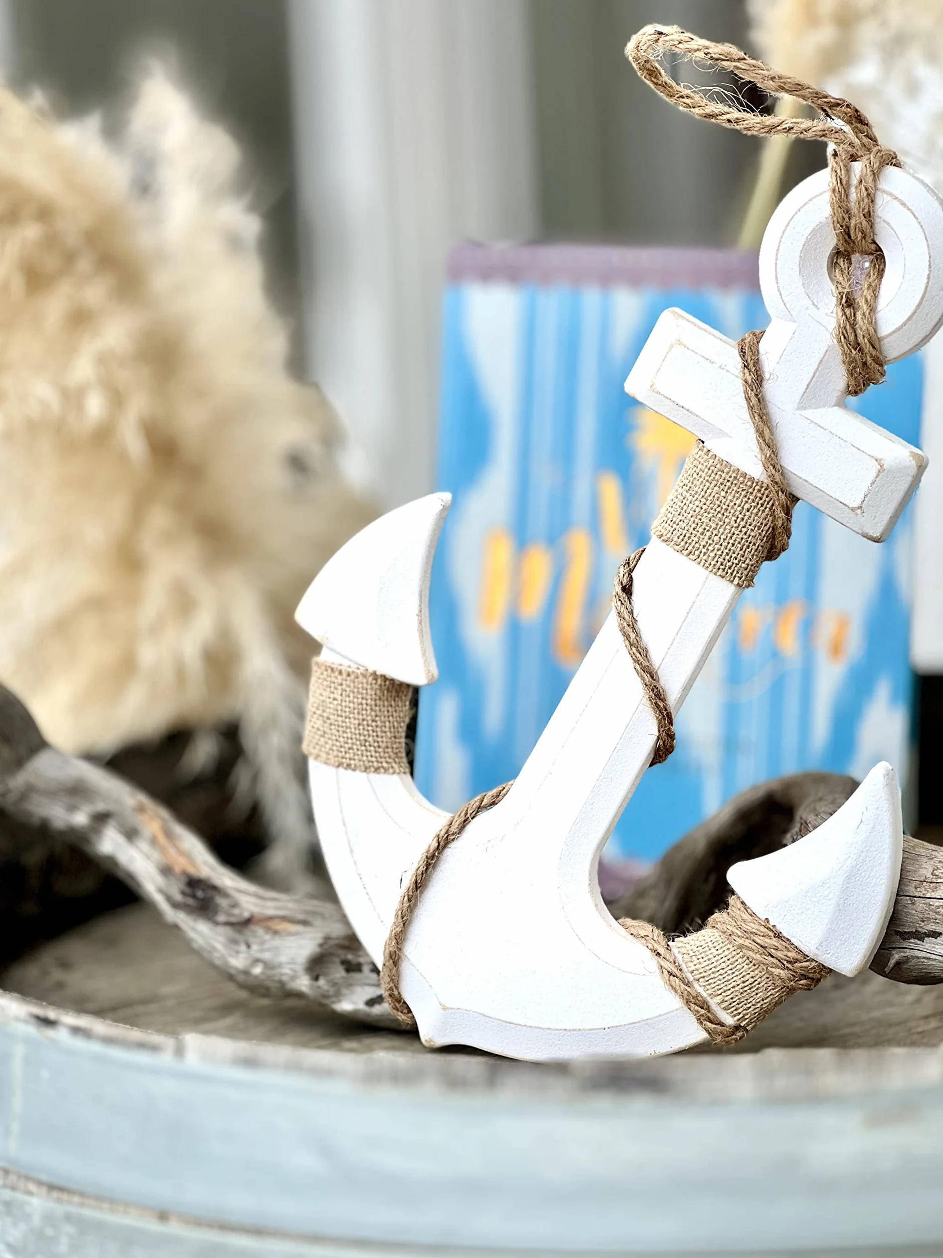 Brandsseller Dekoracyjna zawieszka kotwica Used Look Maritim 32,5 x 22 x 2,5 cm z drewna ze sznurkiem