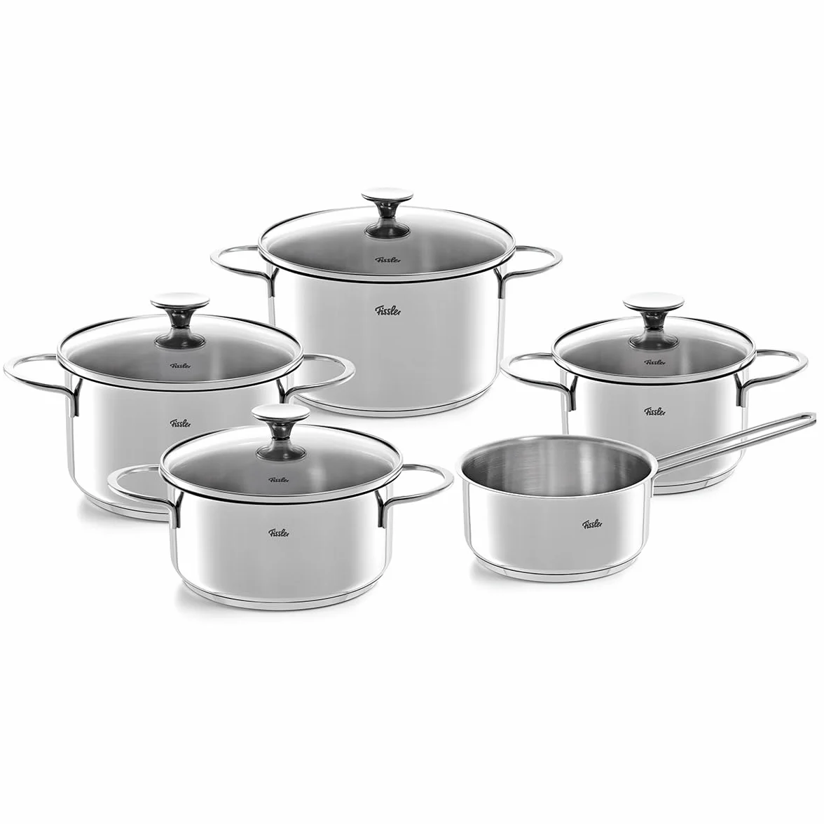 Fissler Copenhagen Zestaw Garnków, Szkło, Stal Szlachetna, 5 Sztuk