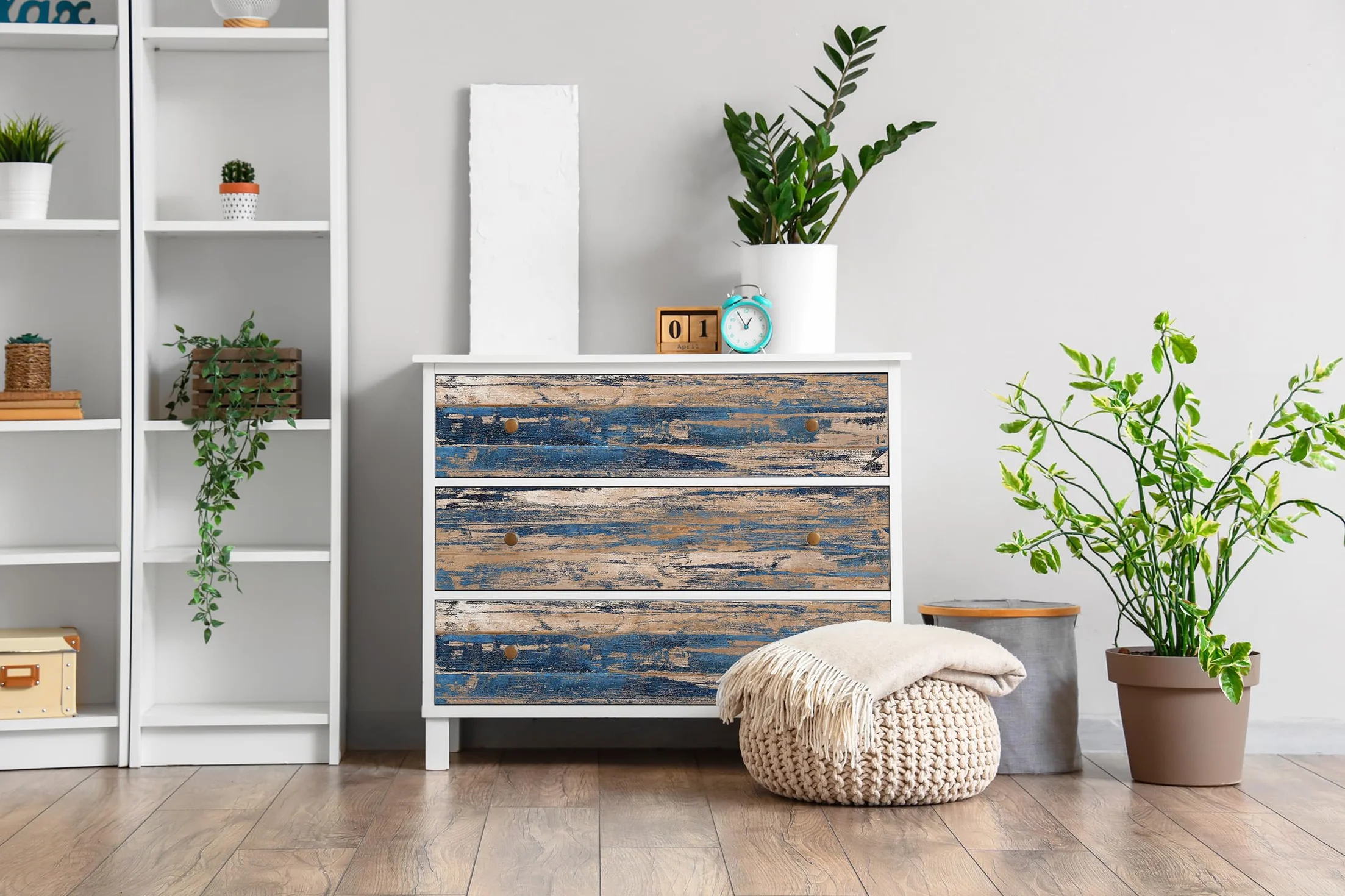 Wallfluent Matowa Okleina Meblowa na Meble do Mebli Dekoracyjna do Oklejenia Drzwi Szafek Stołów Folia Samoprzylepna 100x50 cm do Kuchni Salonu - Stary blat