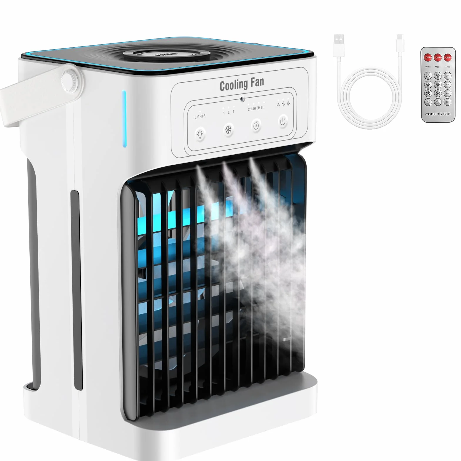 Przenośna klimatyzacja 1100 ml, 3 prędkości, 7 LED, 10W, chłodnica powietrza do sypialni