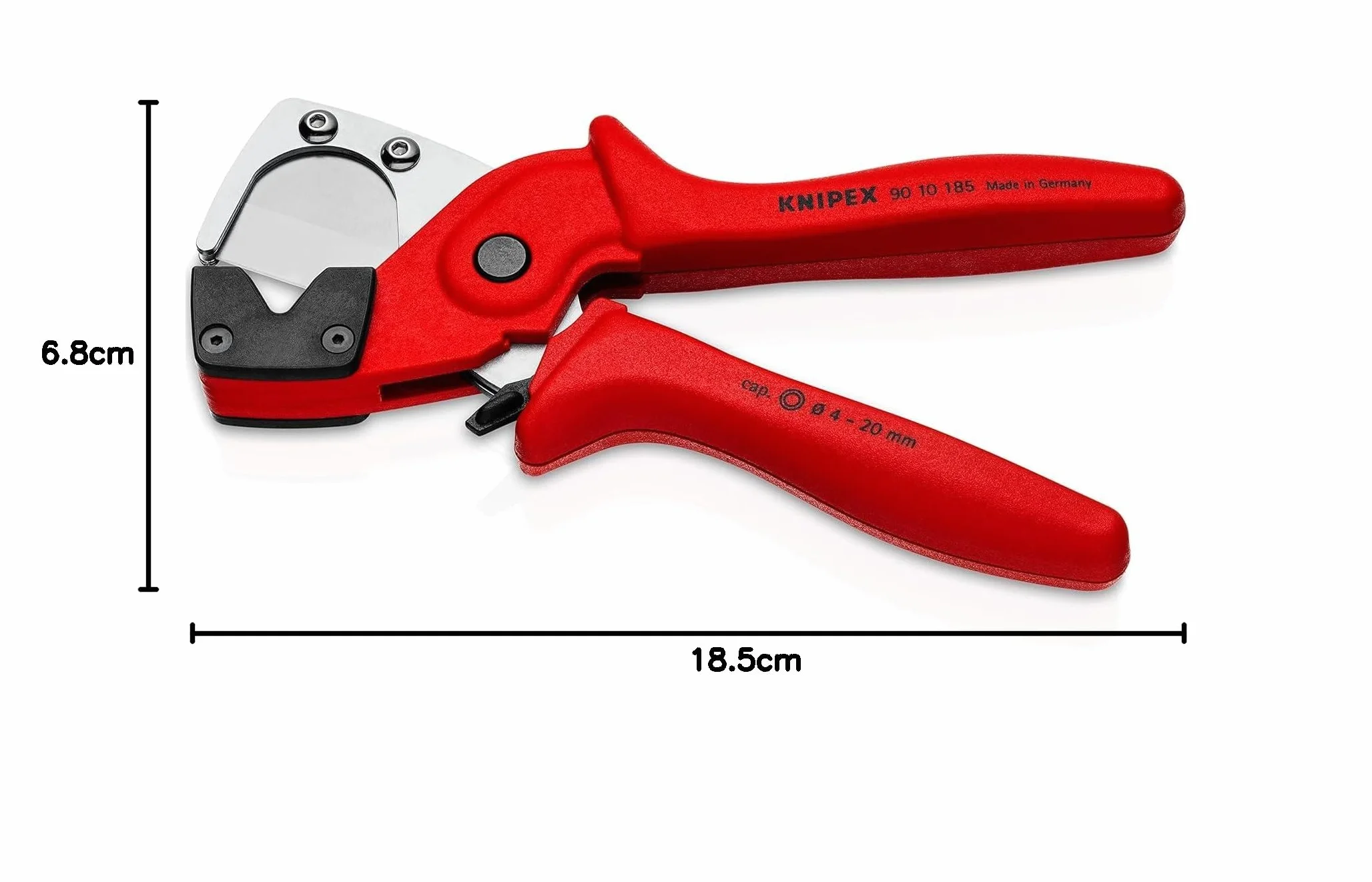 KNIPEX Obcinak do rur wielowarstwowych i węży pneumatycznych z wytrzymałego, wzmacnianego włóknem szklanym tworzywa sztucznego 185 mm, 90 10 185