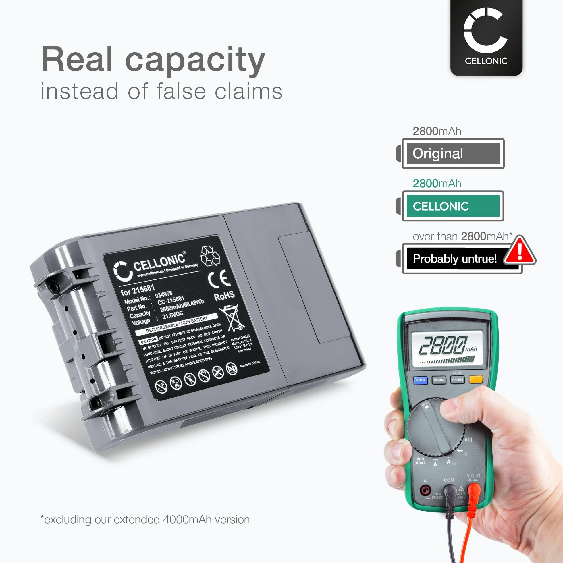 CELLONIC, Akumulator do odkurzacza kompatybilny z Dyson V8 Absolute, 215681, V11, Extra, VE6 (21,6 V, 3000 mAh)