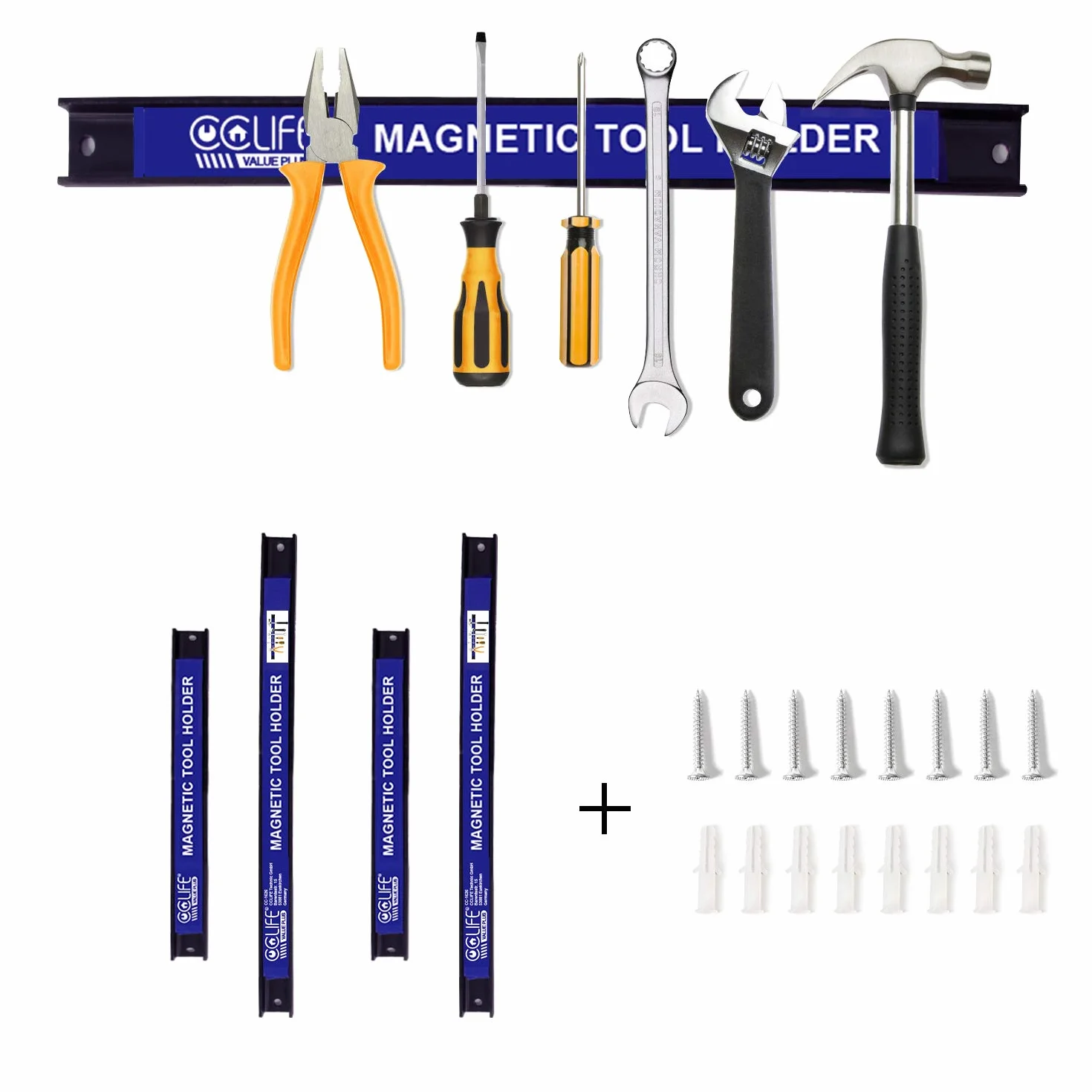 CCLIFE 4-częściowa Listwa magnetyczna na narzędzia 37 cm i 23 cm 13 kg Magnetyczna listwa narzędziowa do warsztatu