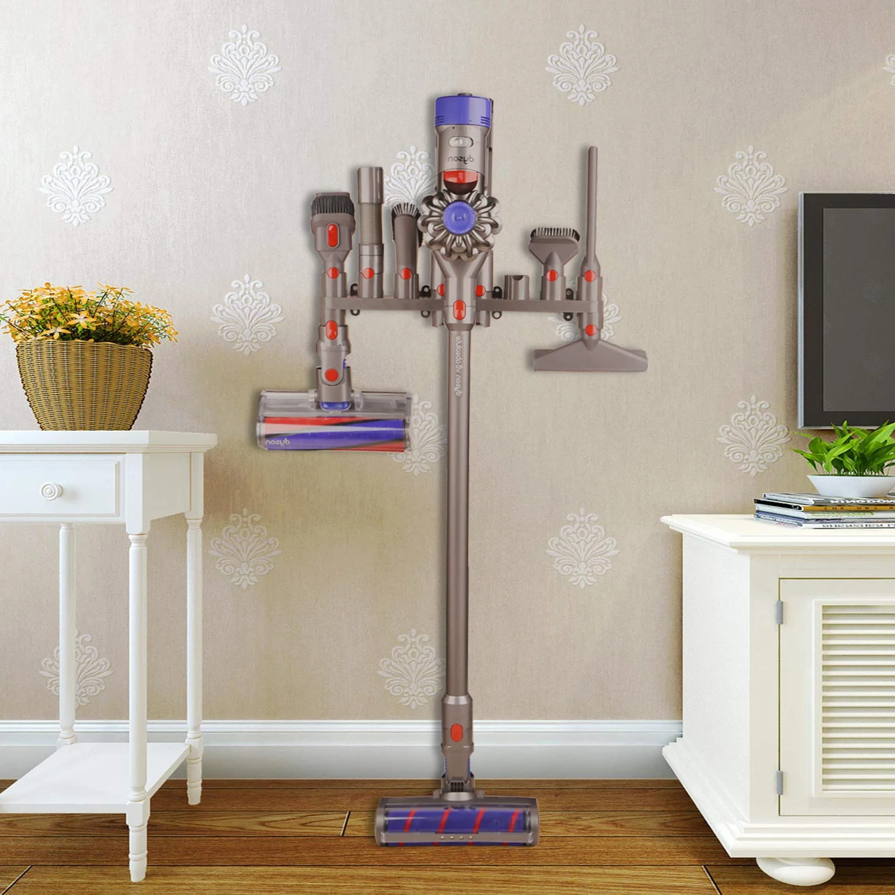 RTop Uchwyt akcesoriów do odkurzacza Dyson V7 V8 V10 V11 SV10 SV11, uchwyt akcesoriów Dyson (10 gniazd do przechowywania, opakowanie 2 szt.)
