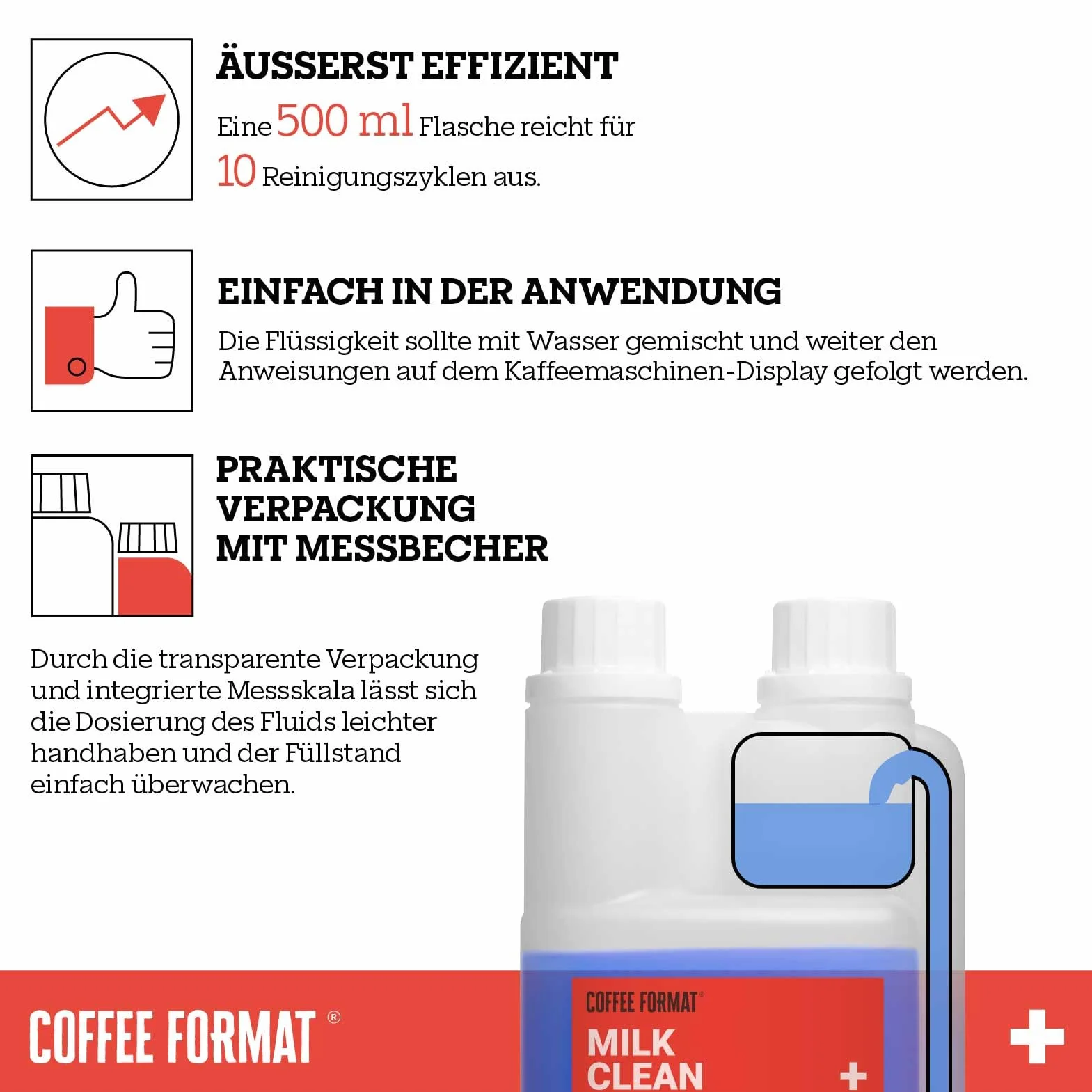 Milk Clean Plus 500ml Płyn do Czyszczenia Układu Mlecznego Usuwanie Osadów Mineralnych Kompatybilny z Jura Siemens DeLonghi Miele Melitta Krups Saeco Philips