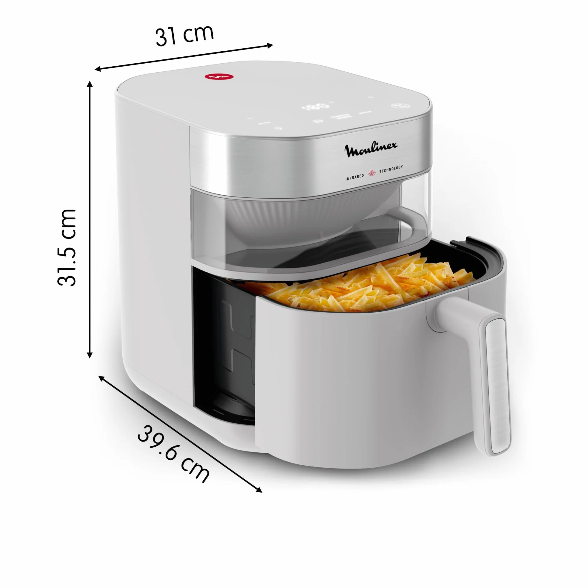 Moulinex Easy Fry Infrared frytkownica na powietrze 7 l technologia podczerwieni panel cyfrowy nieprzywierający kosz zmywarka okno obserwacyjne 8 trybów