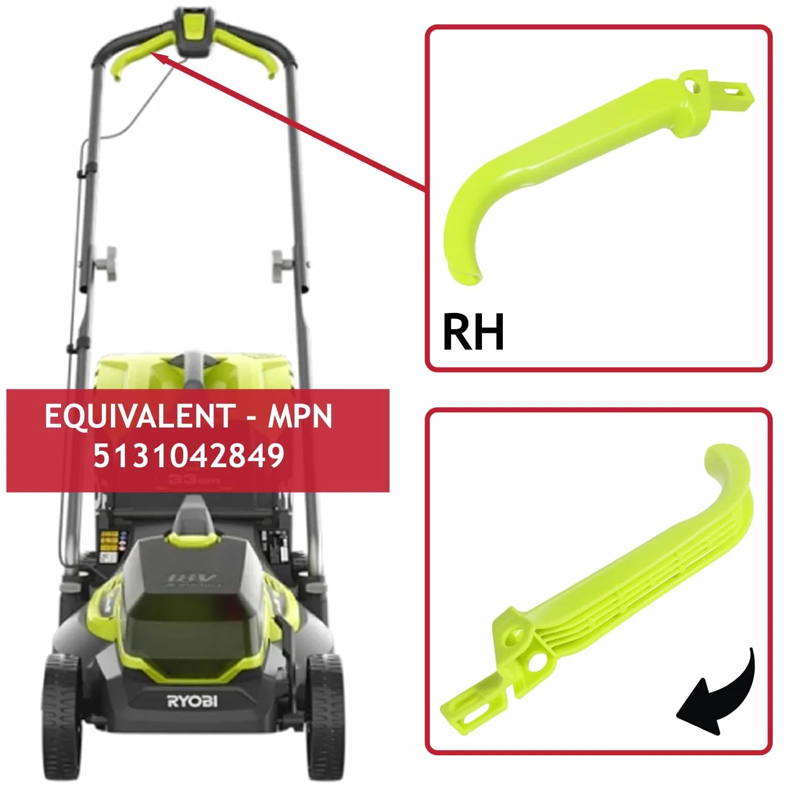 SPARES2GO Dźwignia sterowania przełącznikiem dla Ryobi kosiarki OLM1833B 18 V ONE+ (prawa ręka)