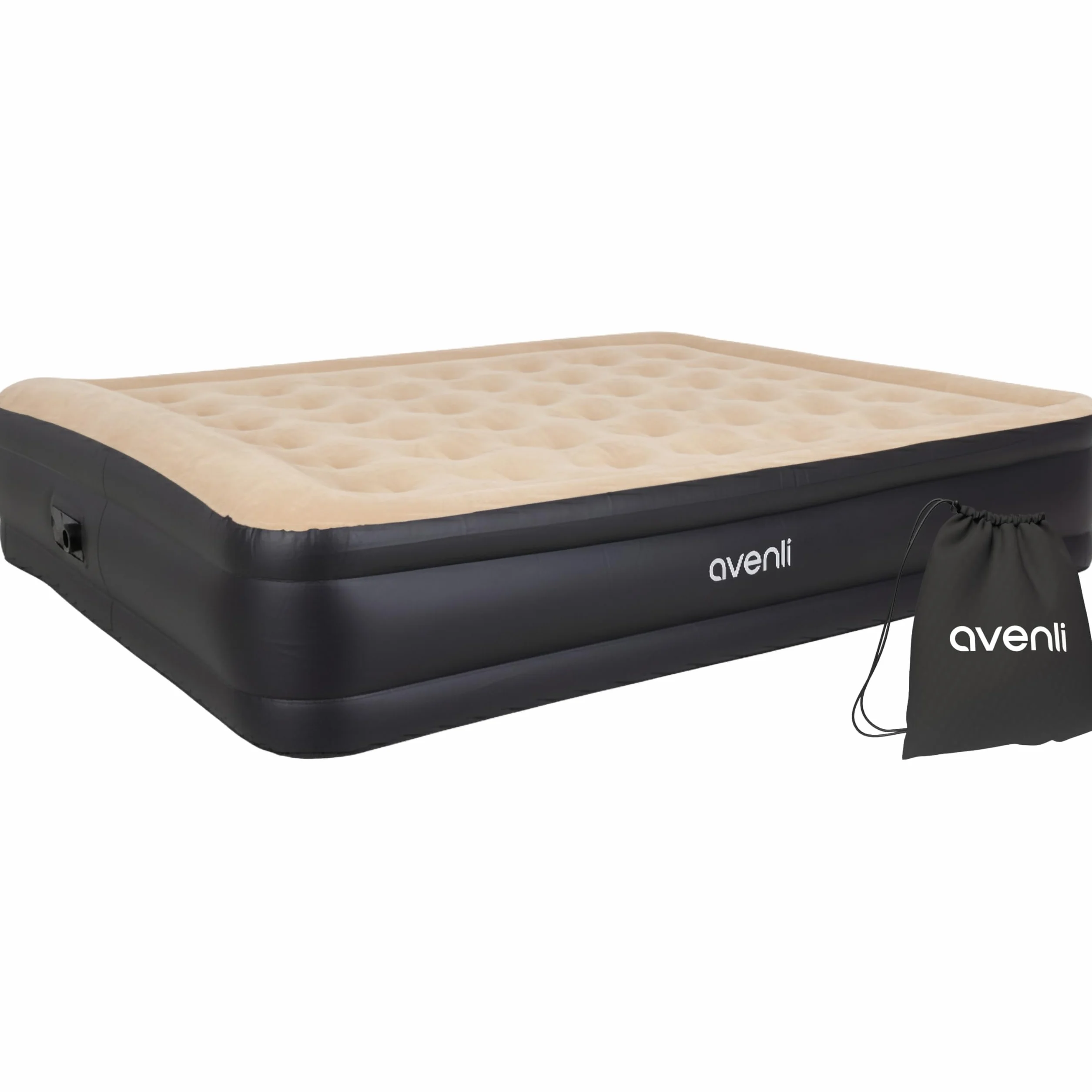 AVENLI Samopompujący Materac Powietrzny 203 x 157 x 47 cm – Nadmuchiwane Łóżko Gościnne z Wbudowaną Pompką – Materac Dmuchany 2 Osoby – Idealny do Domu, Kempingu i Podróży