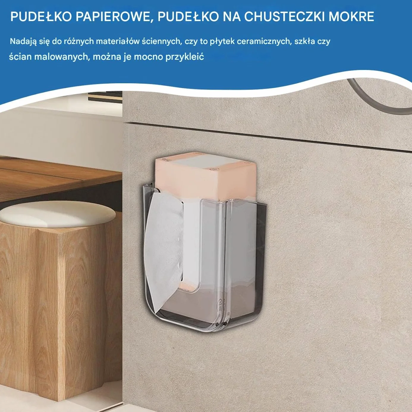 Pudełko Do Przechowywania, Pojemnik Na Tkanki Do Ściany, Dozownik Mokrego Chusteczki Do Napełniania, Łatwa Instalacja, Wygodna Organizacja, Materiał Dla Zwierząt, 15 Cm, Do Łazienki Kuchennej Sypialni