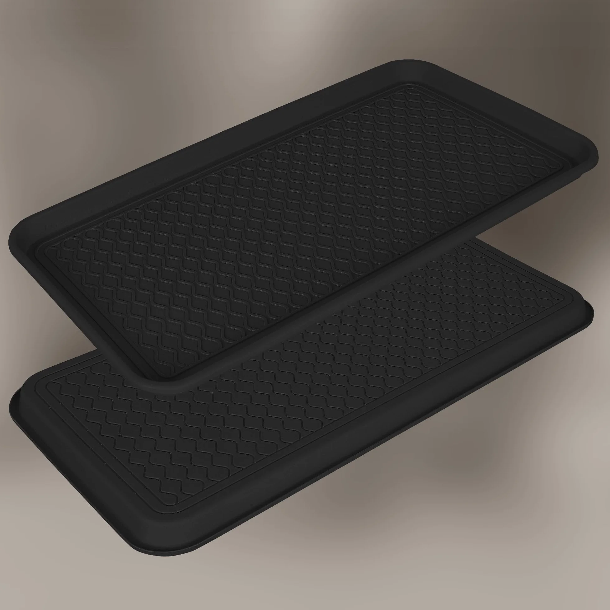 KOTARBAU® Zestaw 2 szt Ociekacz na Buty - 38 X 76 cm - Podstawka Na Mokre Buty - Mata do Przedpokoju - Czarna