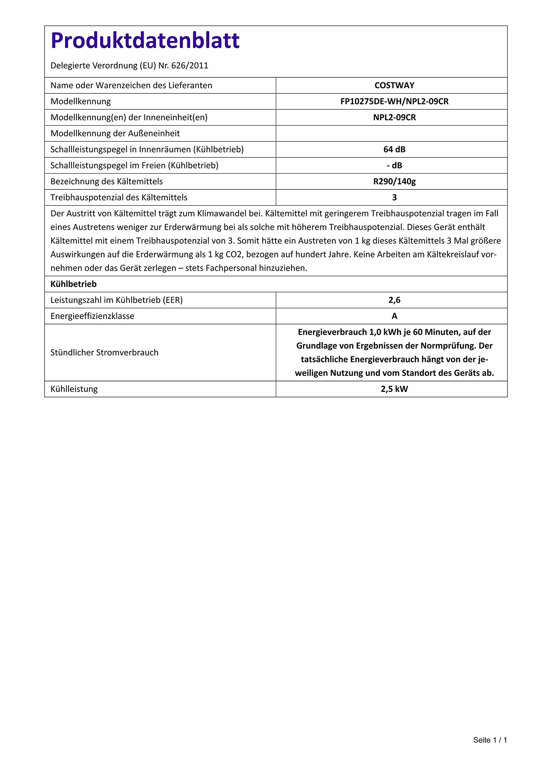 COSTWAY Mobilna klimatyzacja, 9000 BTU, 2,6 kW, chłodzenie, wentylacja i osuszanie, klimatyzator z wężem wylotowym, WiFi, aplikacja, zdalna obsługa, przenośna klimatyzacja