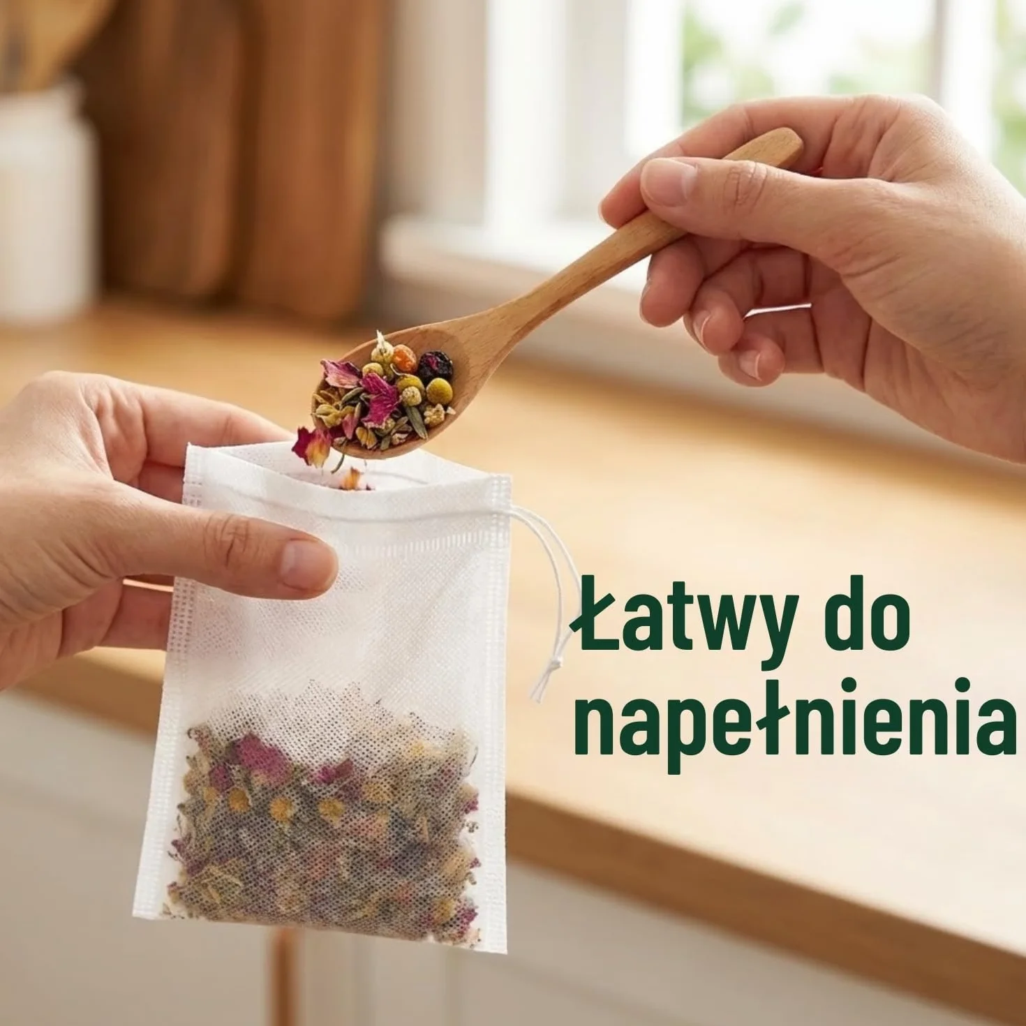 Biodegradowalne Puste Torebki ze Skrobią Kukurydzianą do Herbaty 100 szt.