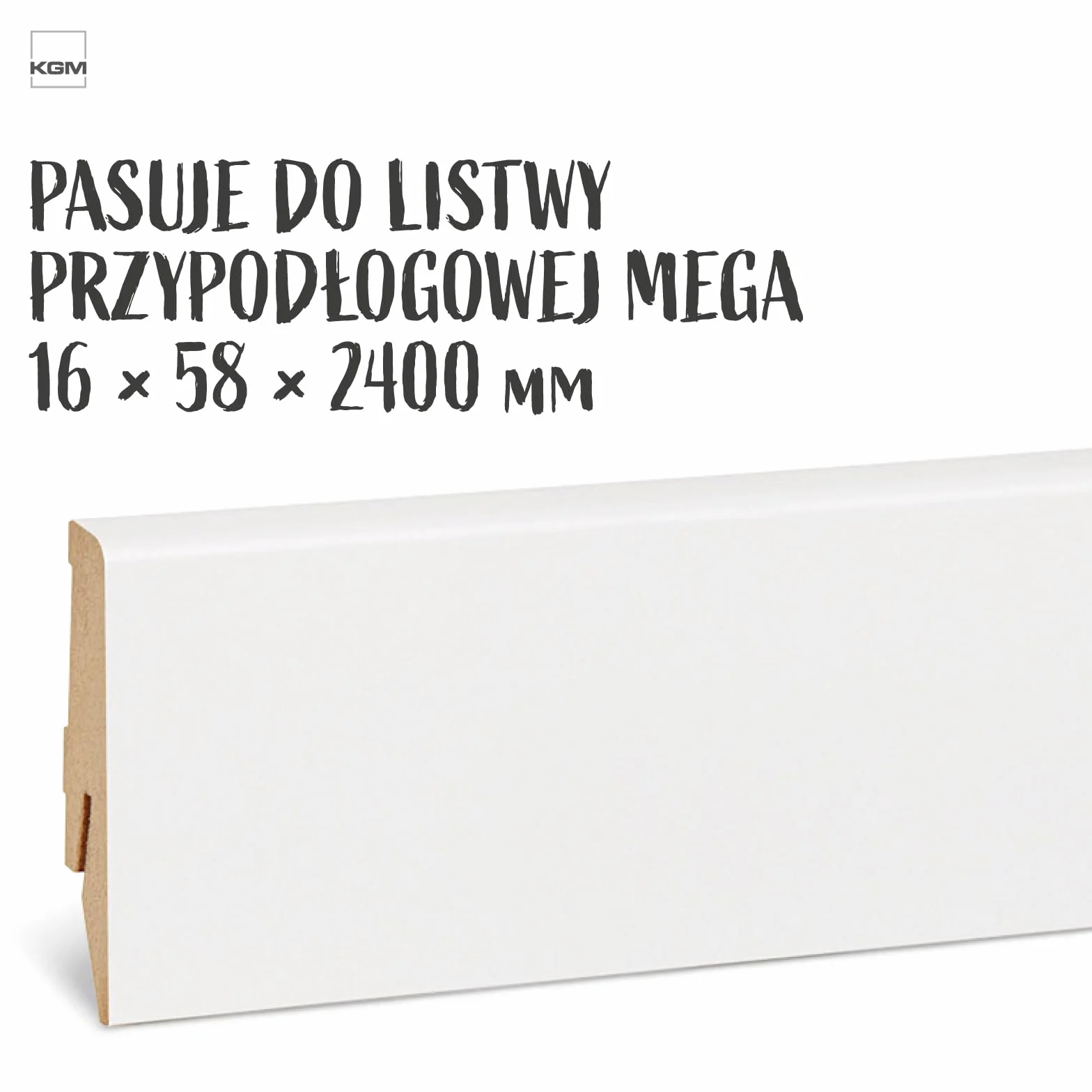 KGM Łączniki do Listwy Przypodłogowej MEGA-Profil (20 x 58 mm) biały - Wymiary: 20 x 58 mm - 2 Sztuki
