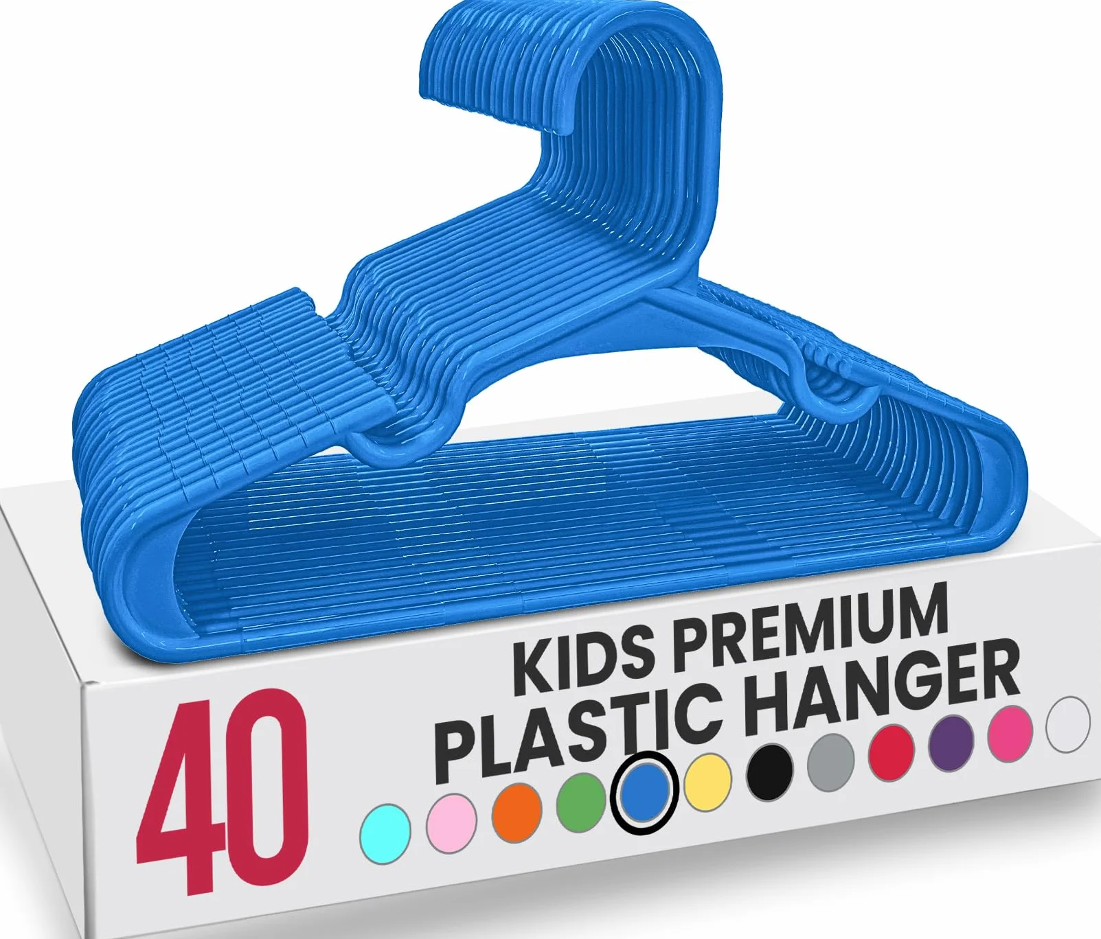 Utopia Home Plastikowe wieszaki na ubrania dla dzieci, 40 sztuk, trwałe i smukłe wieszaki dla niemowląt, oszczędzające miejsce wieszaki dla dzieci na ubrania, uniwersalne, do spodni, spódnicy, baru,