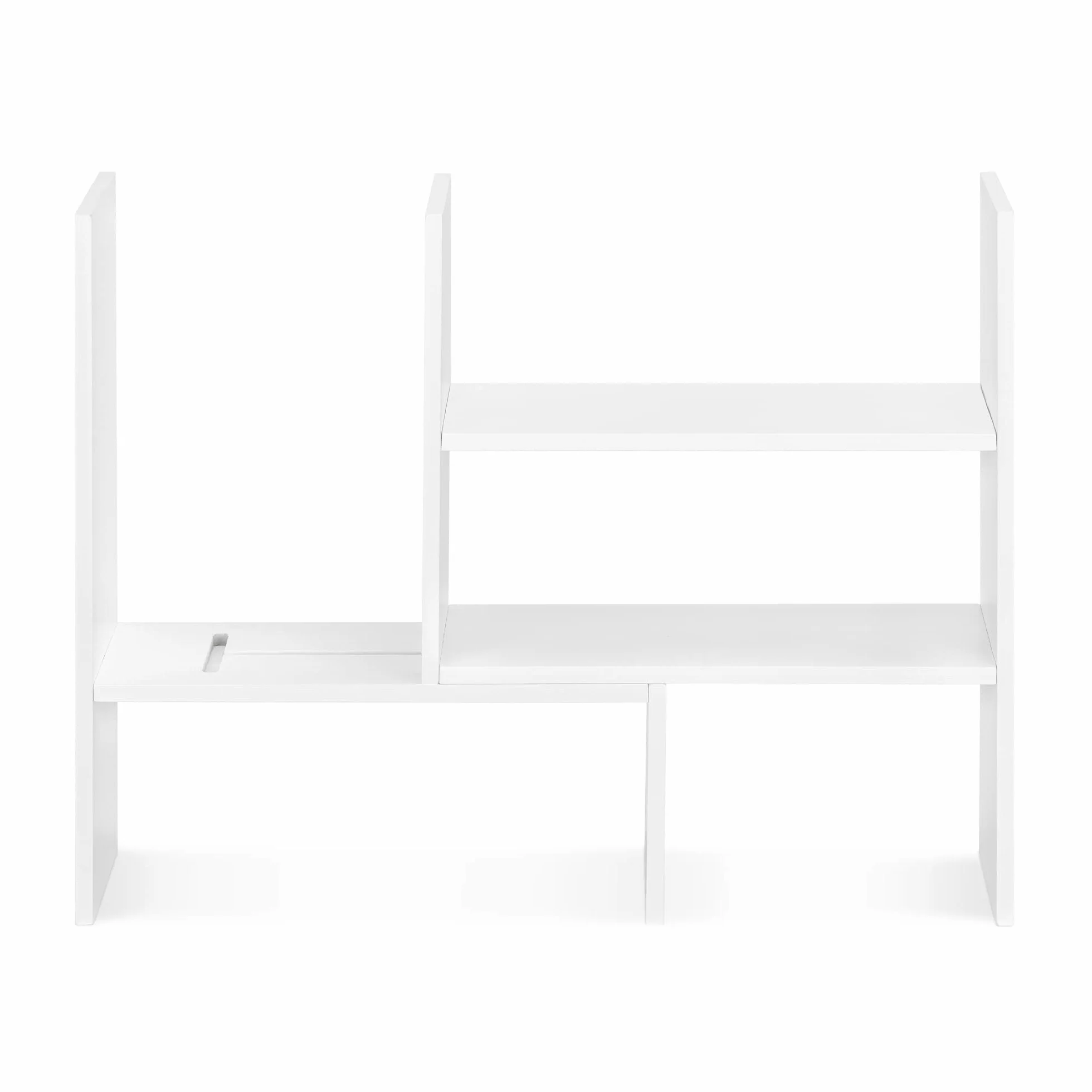Navaris Bambusowy organizer na biurko, 64 x 15,5 x 40 cm, regulowany system porządkowania – regał narożny do kuchni, biura, łazienki, nadstawka regału – biały