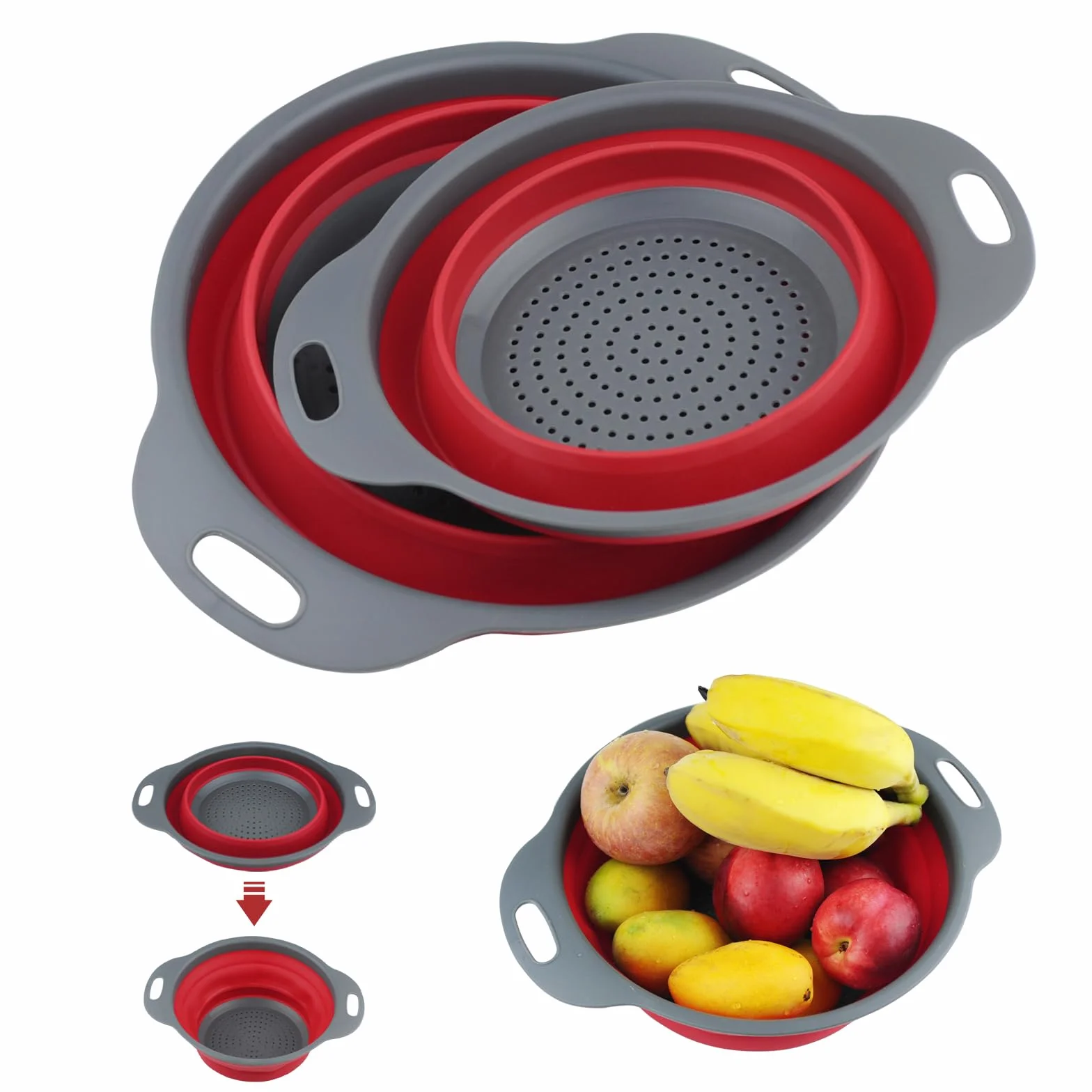 Składany silikonowy durszlak kuchenny Colander filtr do owoców warzyw makaron