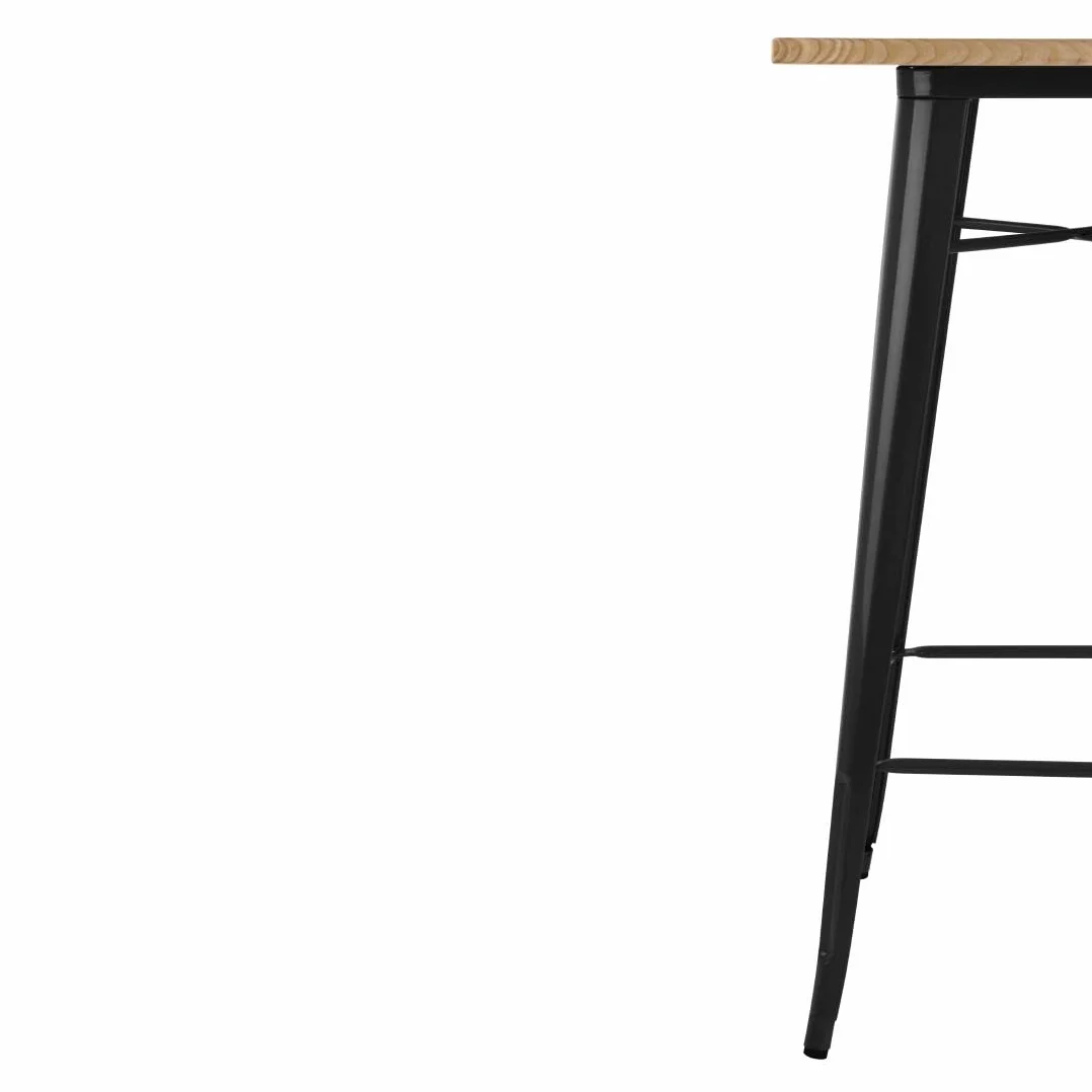 Bolero FB595 stolik barowy z drewnianym blatem, 1040 mm x 600 mm x 600 mm, czarny