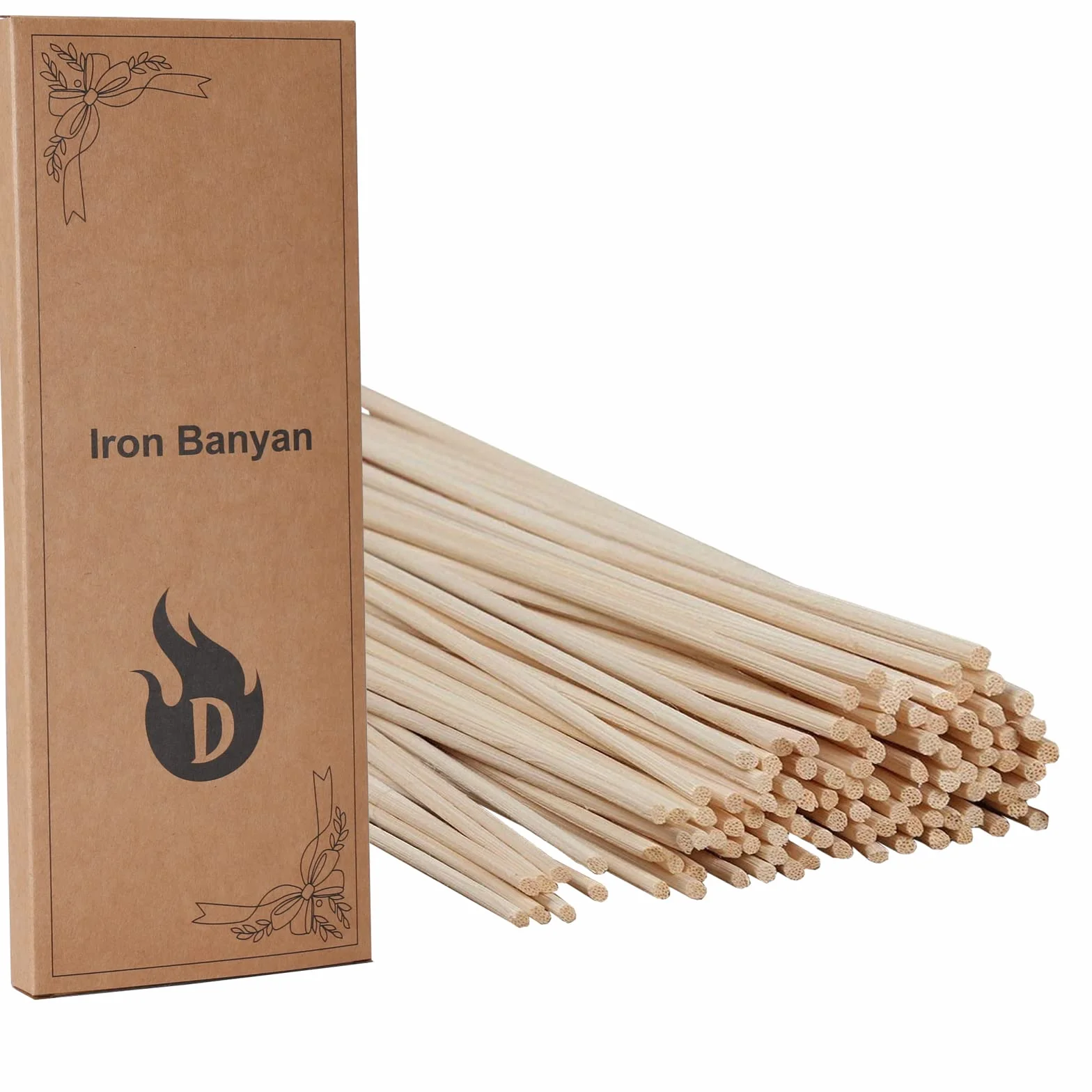 Dyfuzor trzcinowy, laski z naturalnego drewna rattanowego, trzciny, olejki eteryczne, wymienne patyczki do zapachu aromatu (kolor naturalnego drewna, 25 cm)