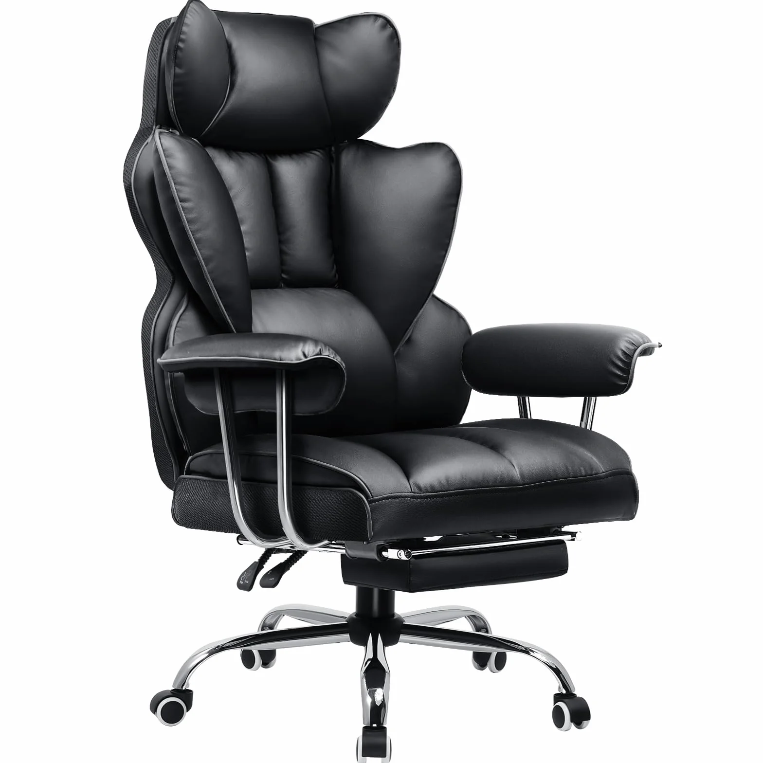 GTPLAYER Fotel gamingowy, ergonomiczny fotel biurowy z podnóżkiem, powierzchnia z materiału, poduszka sprężynowa, fotel gamingowy, obciążenie 150 kg, kolor czarny