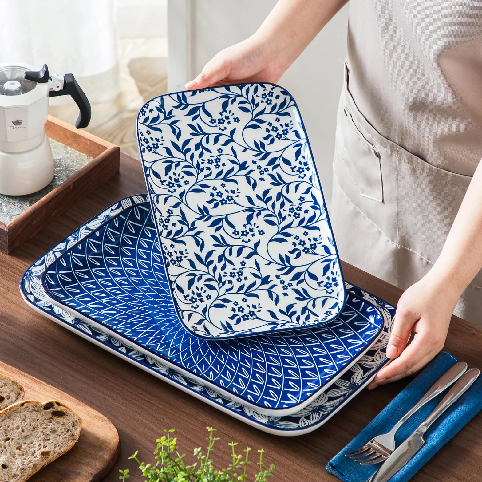Vancasso SELENE01 Półmisek porcelanowy prostokątny 3-częściowy do serwowania