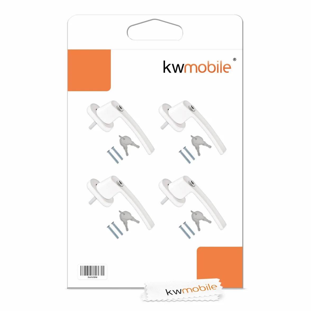 kwmobile 4 x klamki okienne, aluminiowe, zakluczane uchwyty zastępczy do okien, wrzeciono o długości 35 mm, białe (RAL 9016)