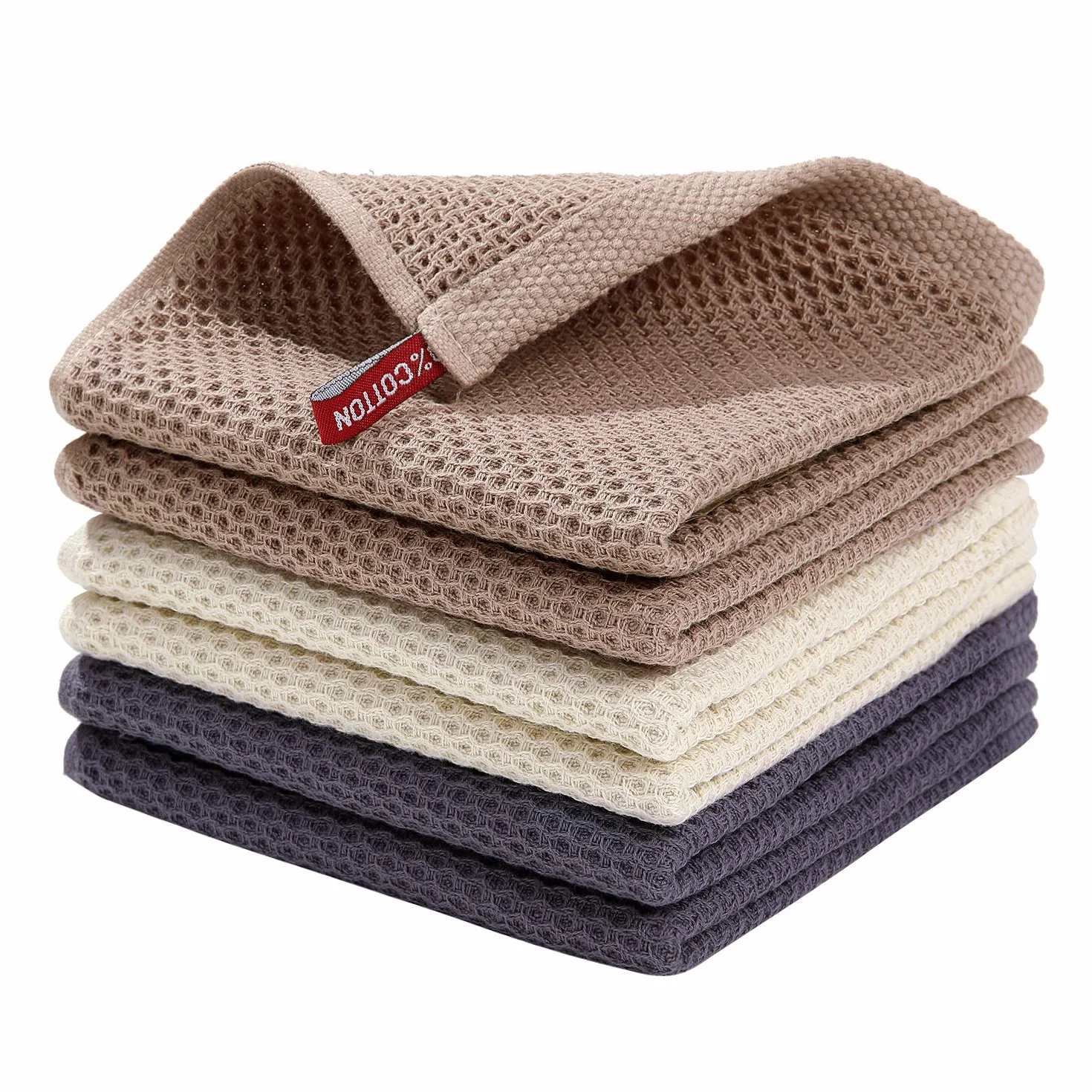 Homaxy 100% bawełniane ściereczki do naczyń o splocie waflowym, ultra miękkie chłonne szybkoschnące ręczniki do naczyń, 30 x 30 cm, 6 sztuk, różne kolory